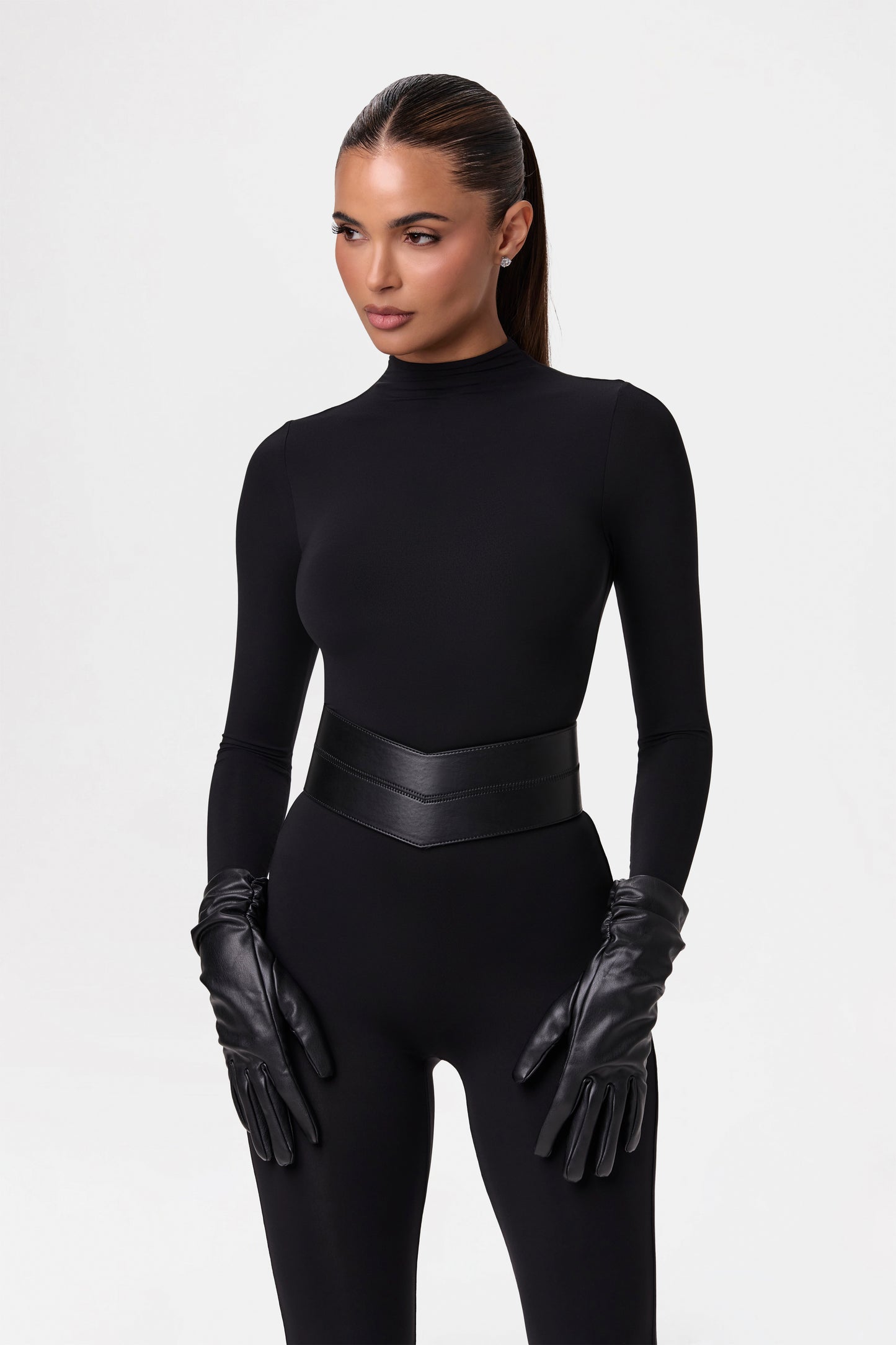 Vegan Leather Long Gloves