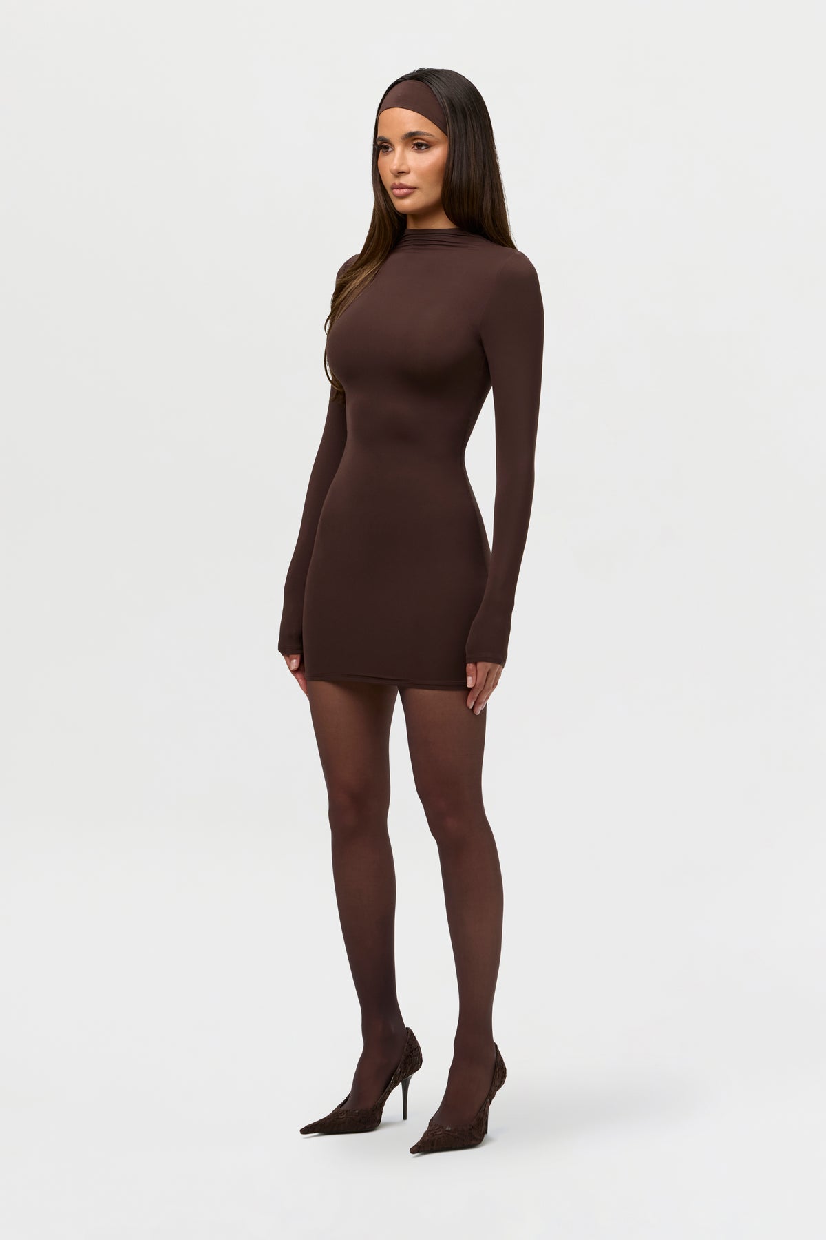 Naked Mock Neck Mini Dress