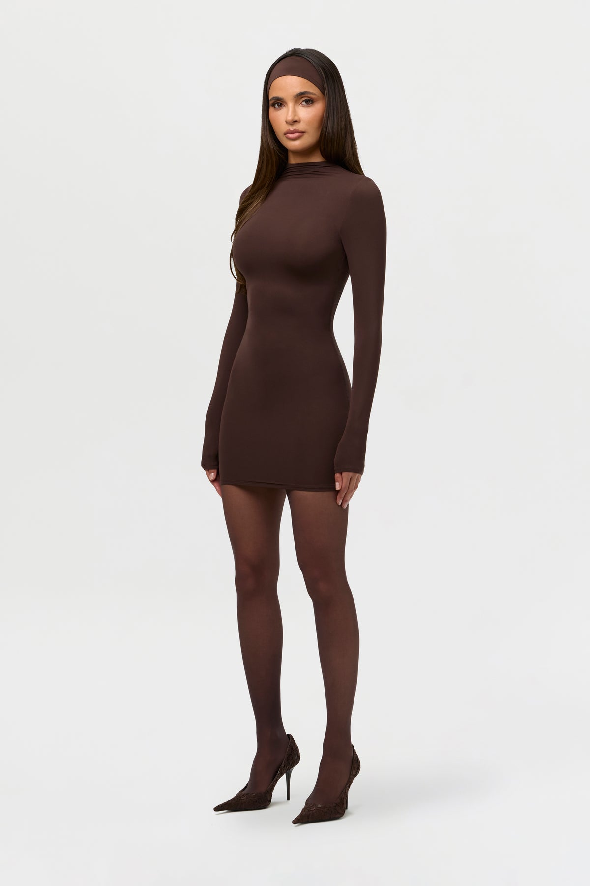 Naked Mock Neck Mini Dress