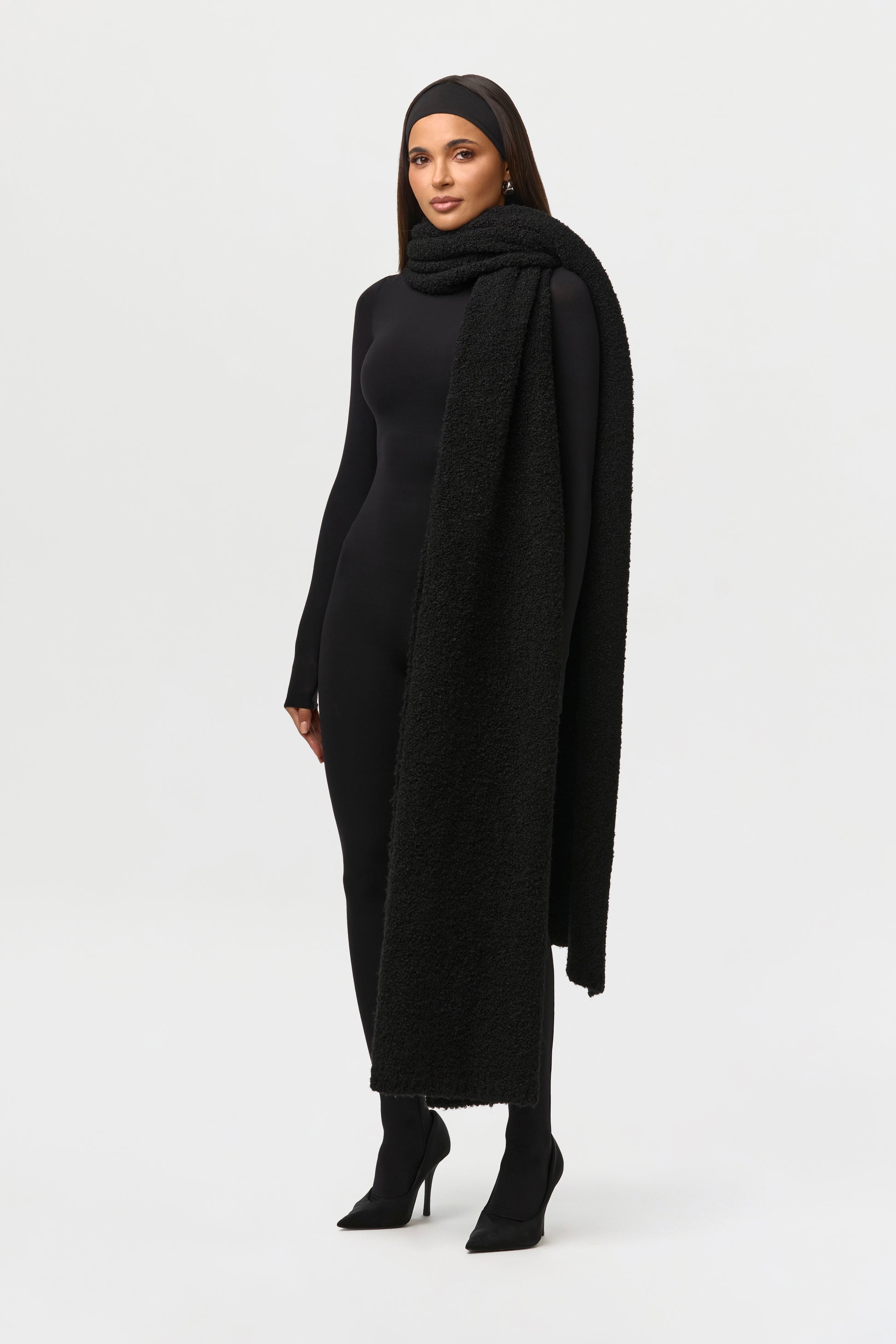 Bouclé Knit Oversized Scarf