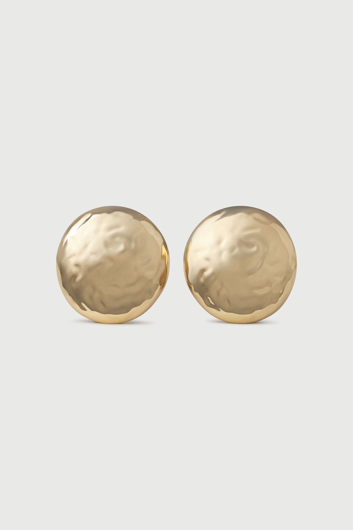 Gold Hammered Round Earrings