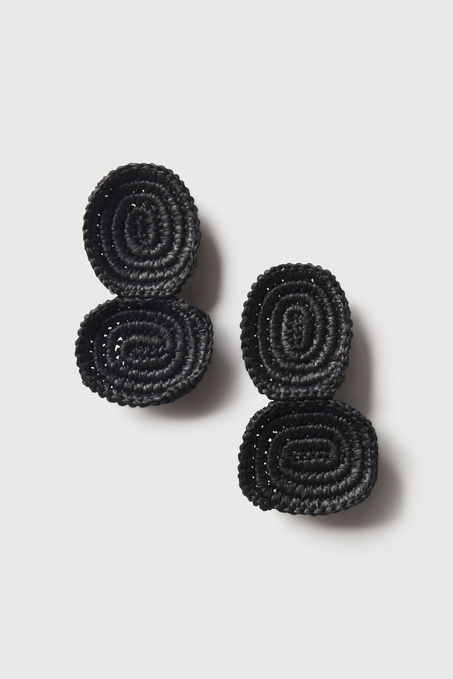 Black Crochet Knit Tier Drop Earrings