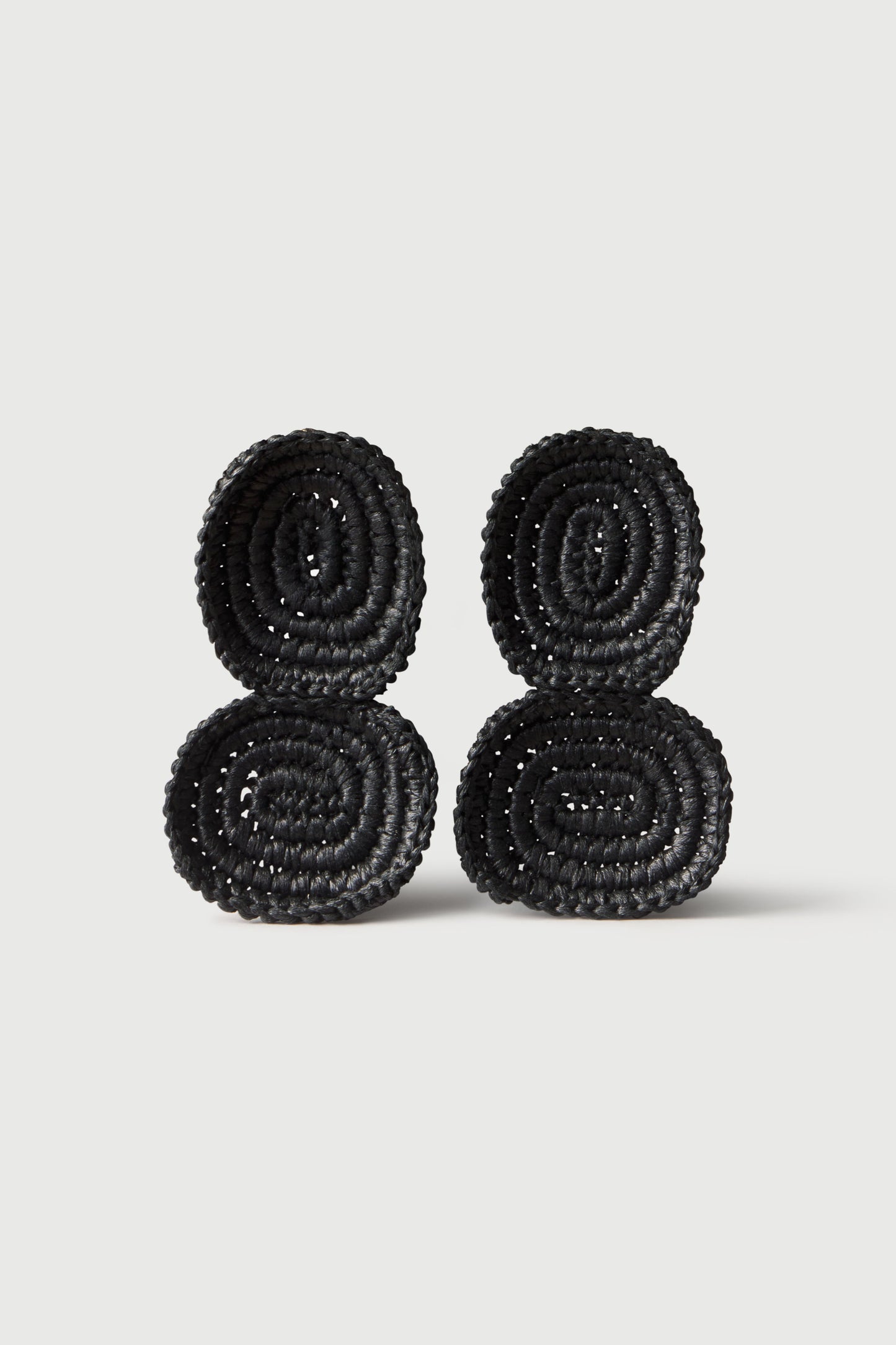 Black Crochet Knit Tier Drop Earrings