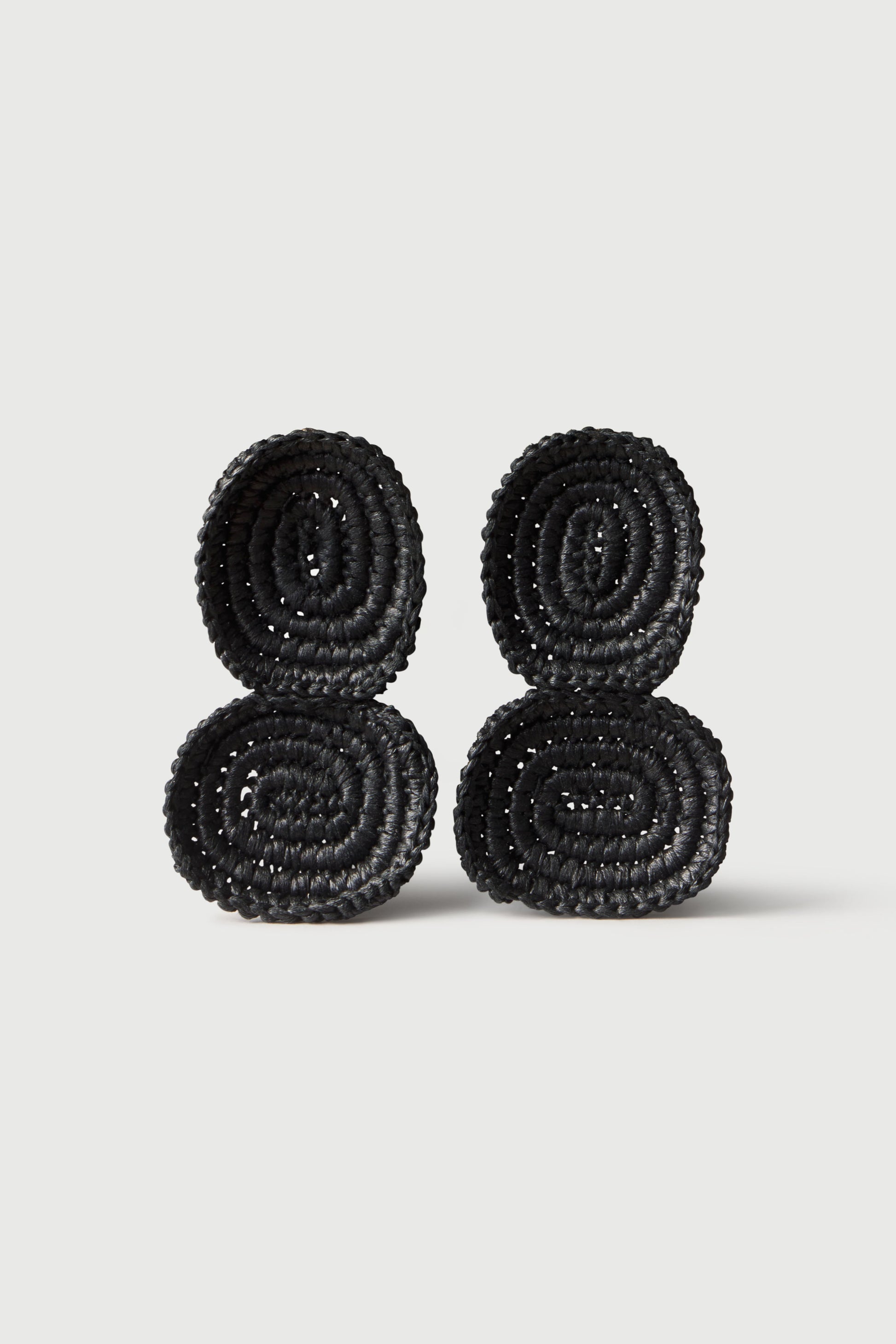 Black Crochet Knit Tier Drop Earrings