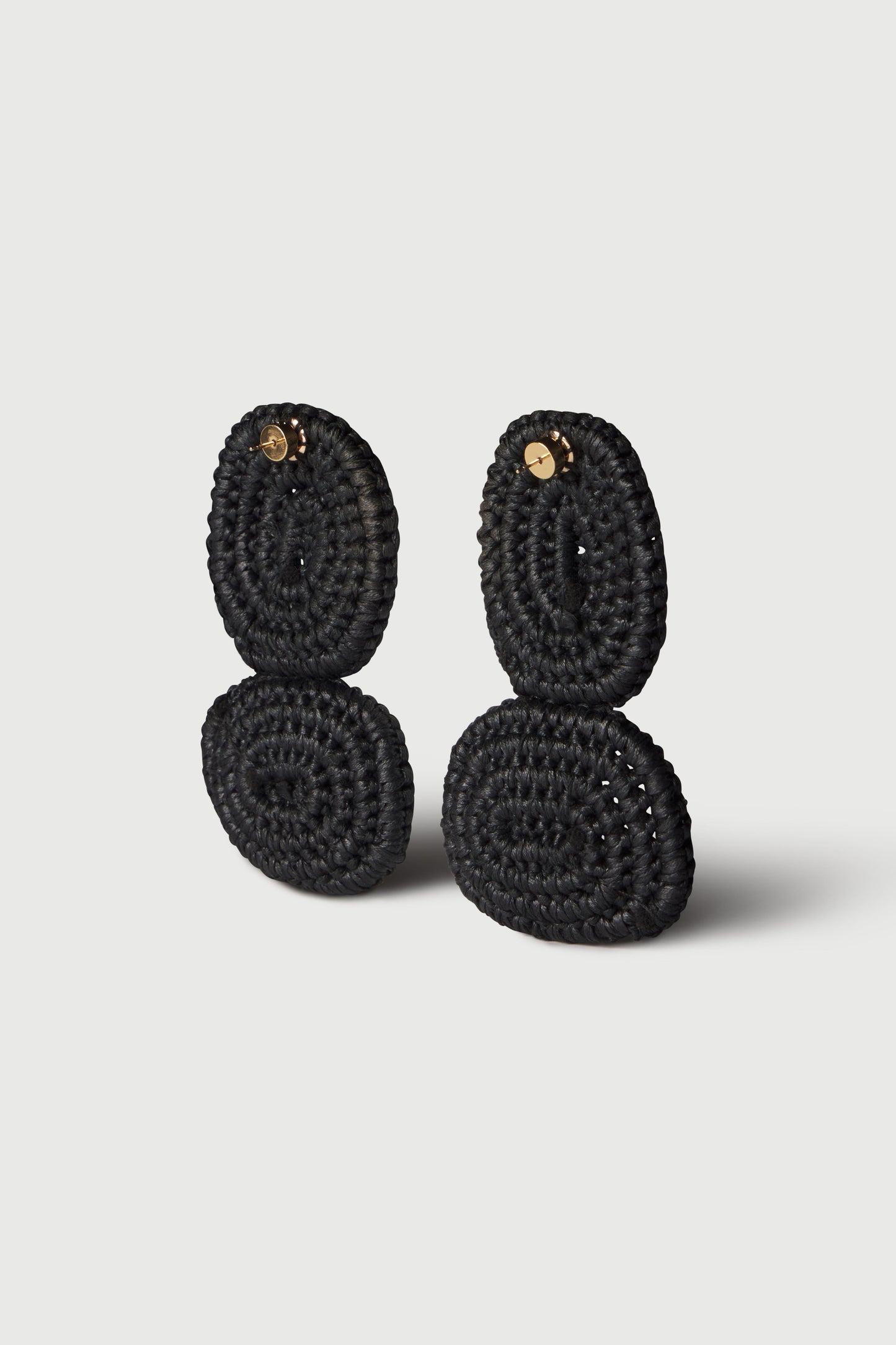 Black Crochet Knit Tier Drop Earrings