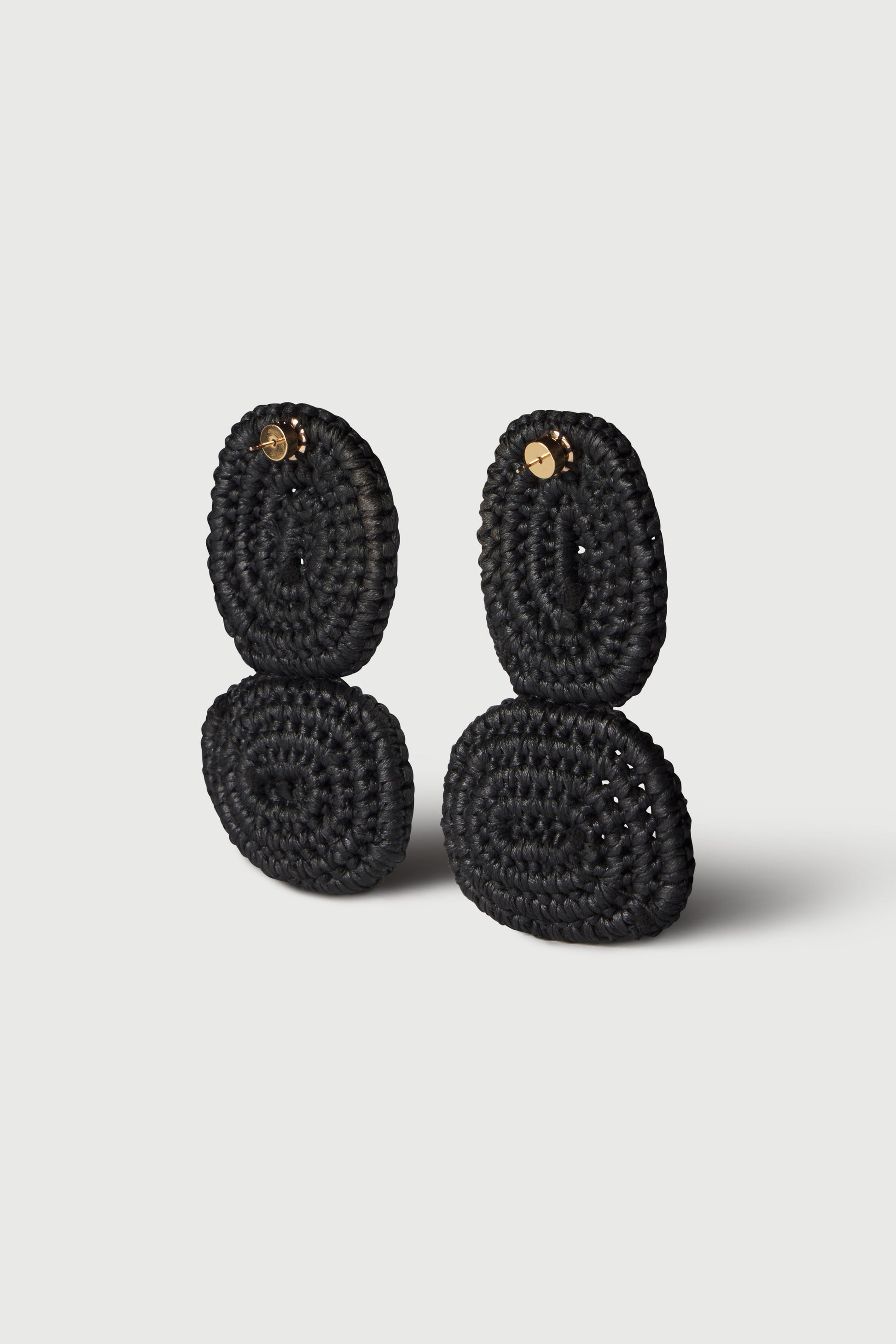 Black Crochet Knit Tier Drop Earrings