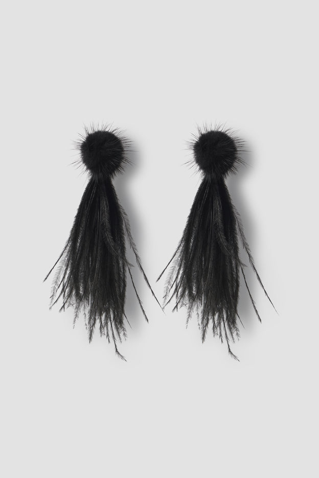 Feather Faux Mink Drop Earrings