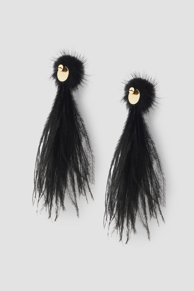 Feather Faux Mink Drop Earrings