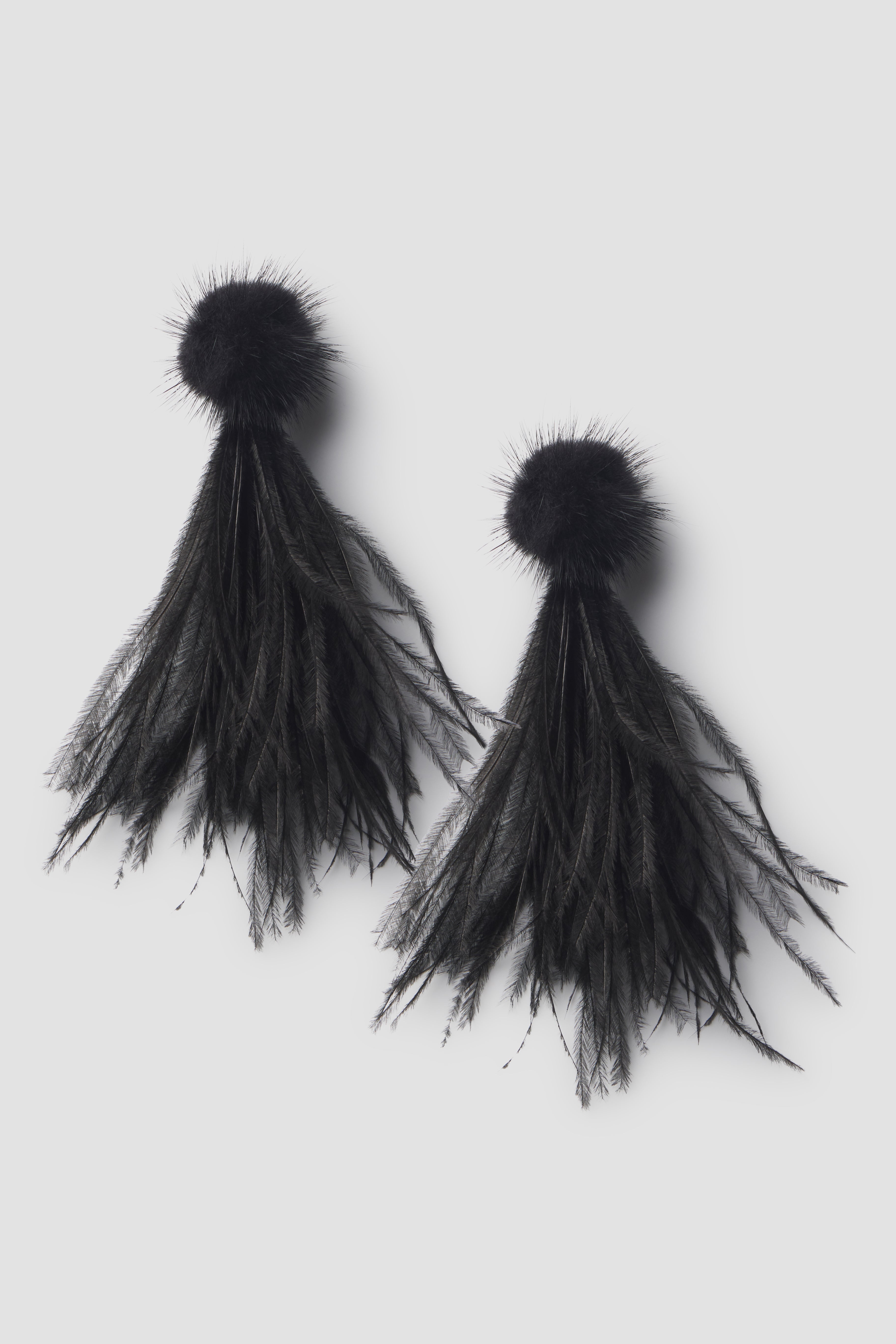 Feather Faux Mink Drop Earrings