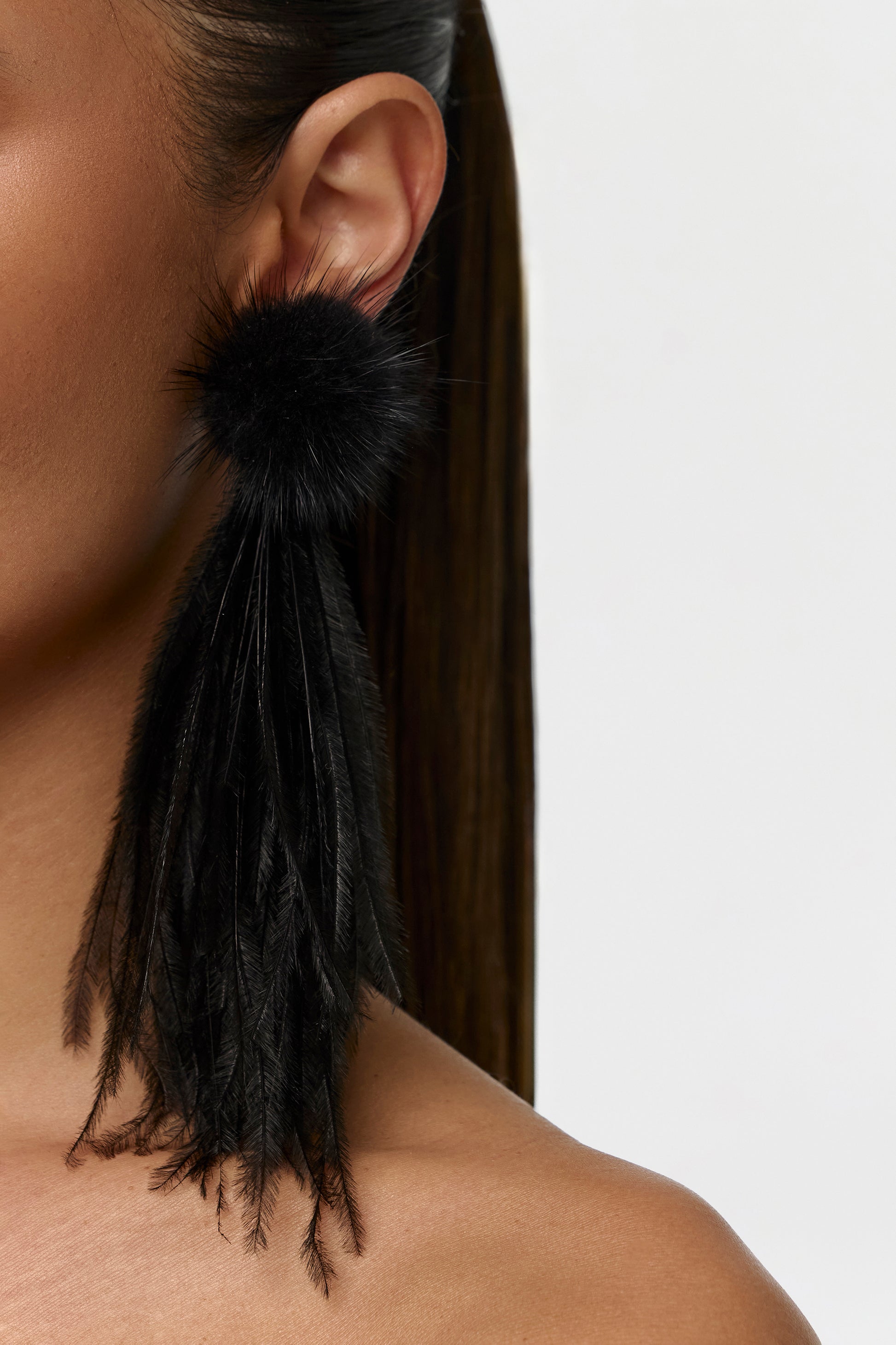 Feather Faux Mink Drop Earrings