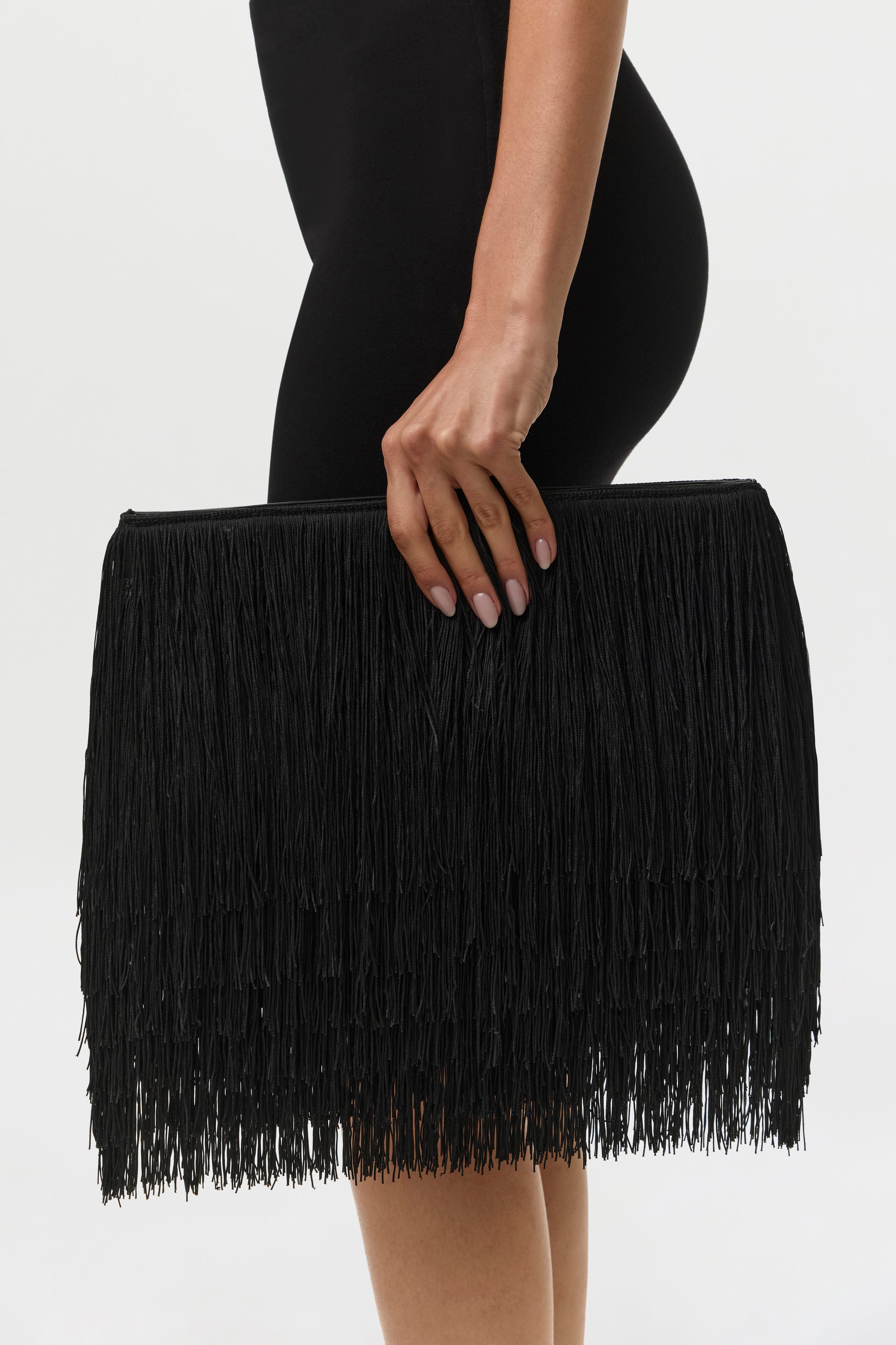 Black Fringe Statement Clutch