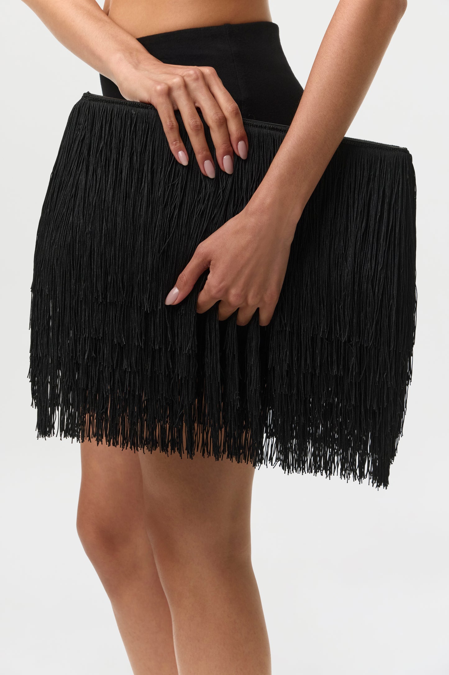 Black Fringe Statement Clutch