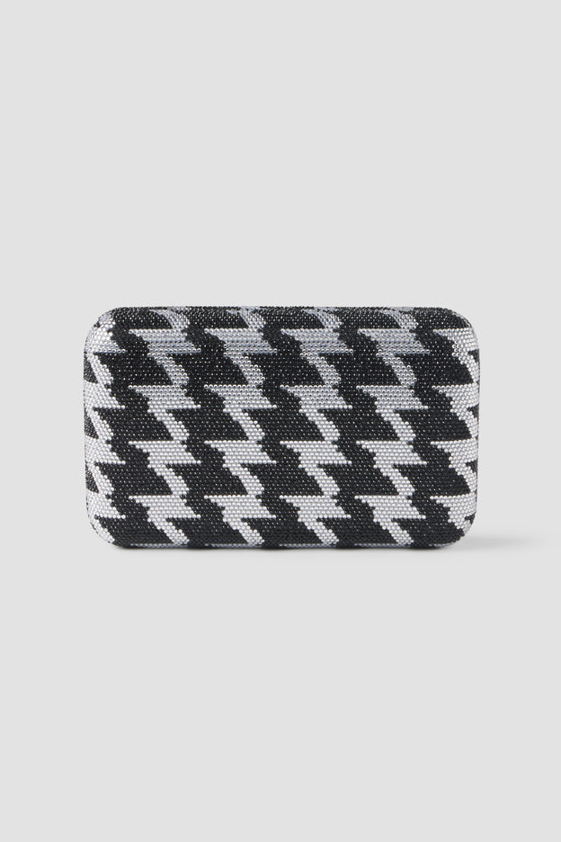 Houndstooth Rhinestone Clutch