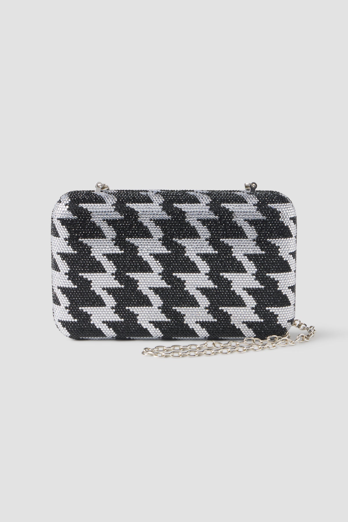 Houndstooth Rhinestone Clutch
