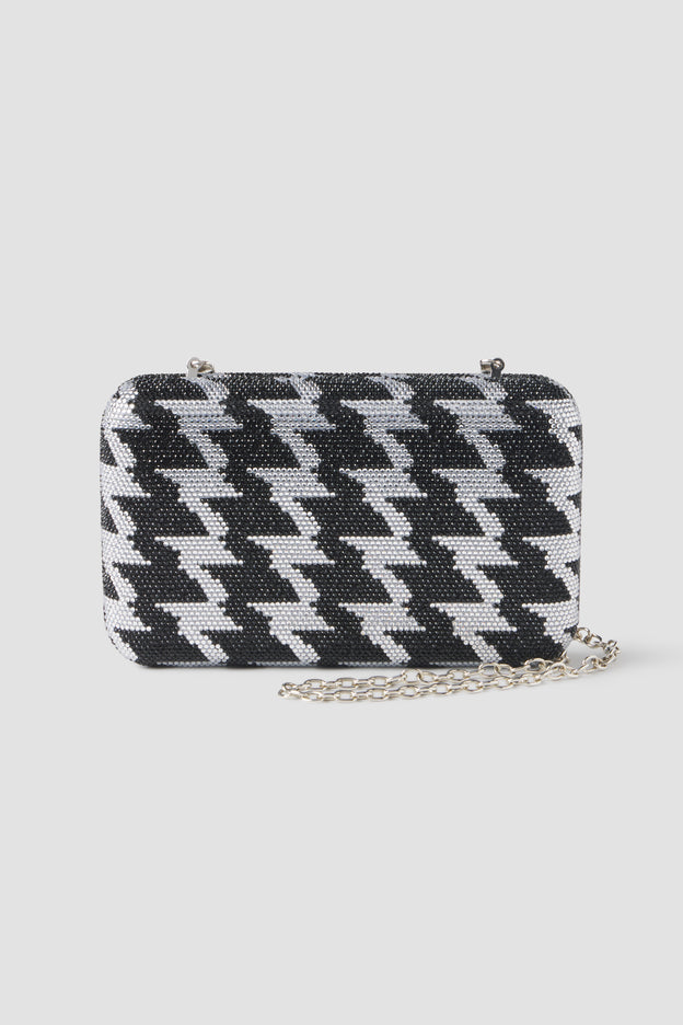 Houndstooth Rhinestone Clutch