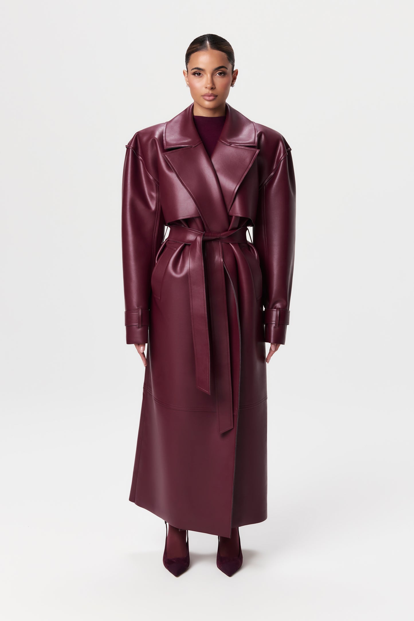 Vegan Leather Trench Coat