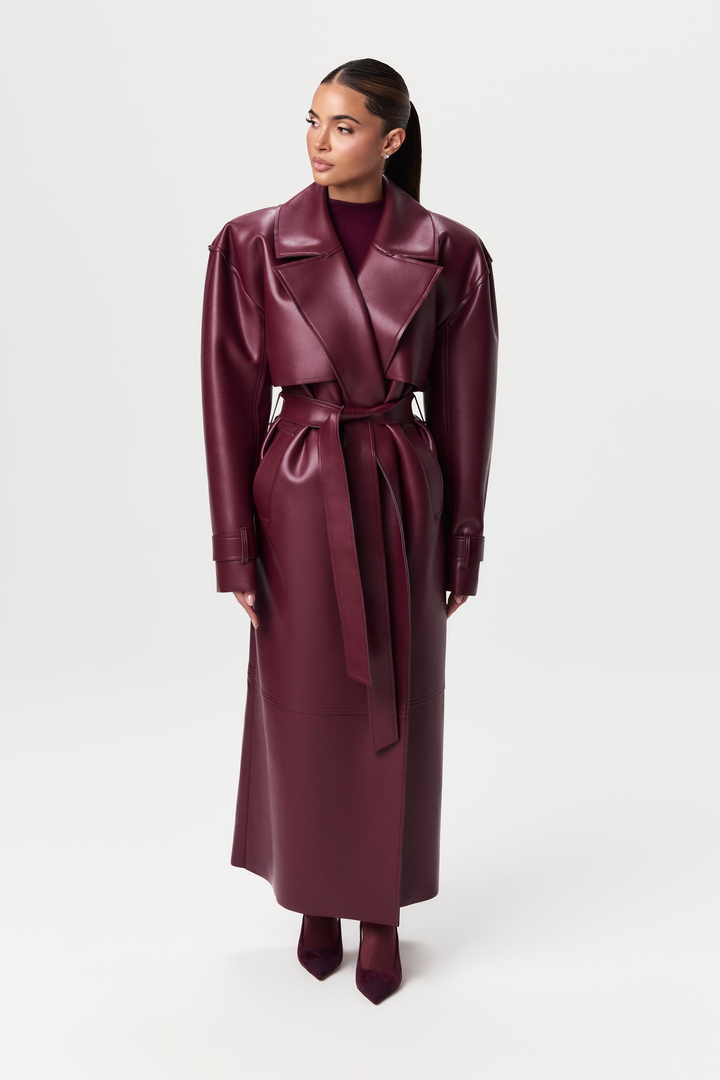 Vegan Leather Trench Coat