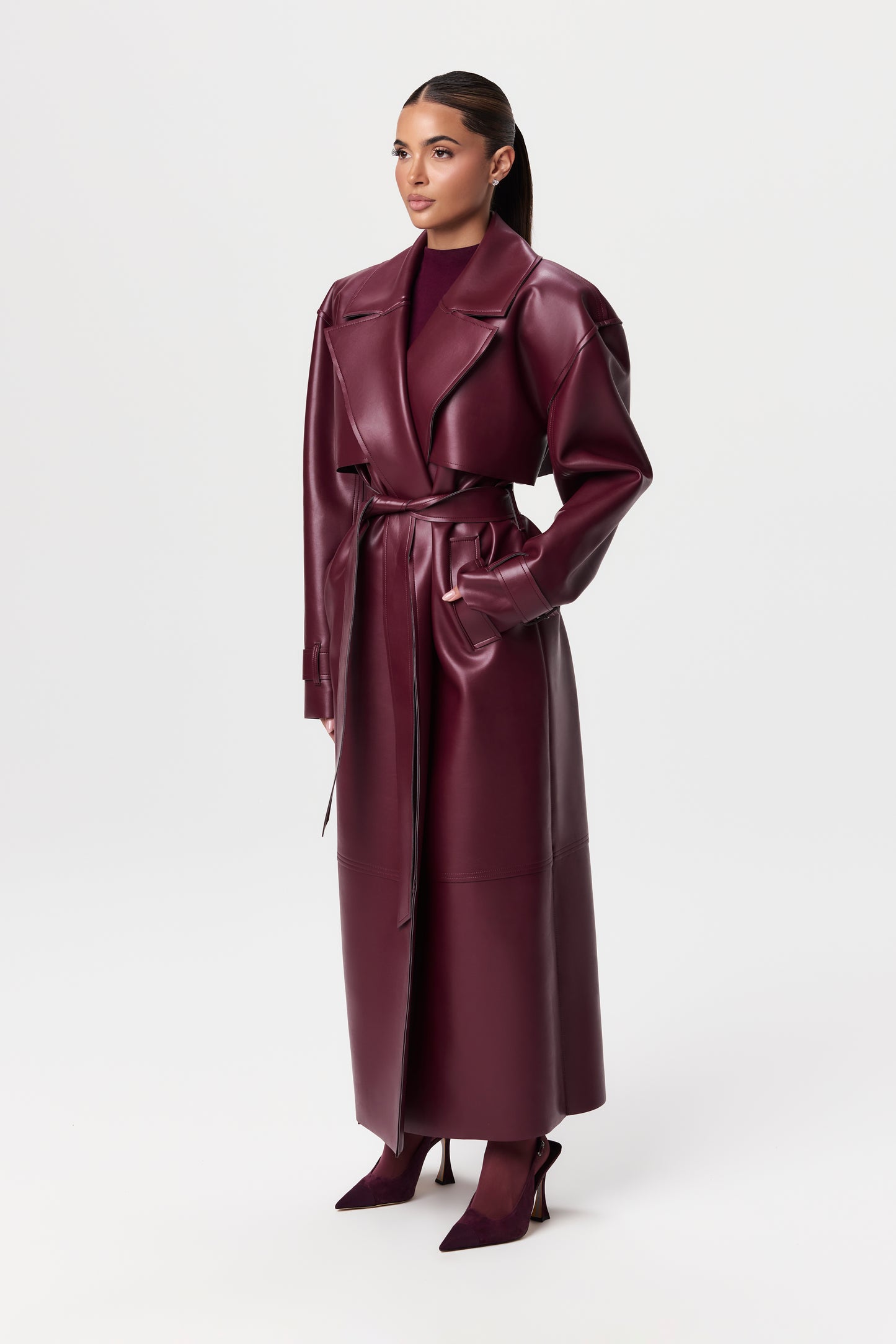 Vegan Leather Trench Coat