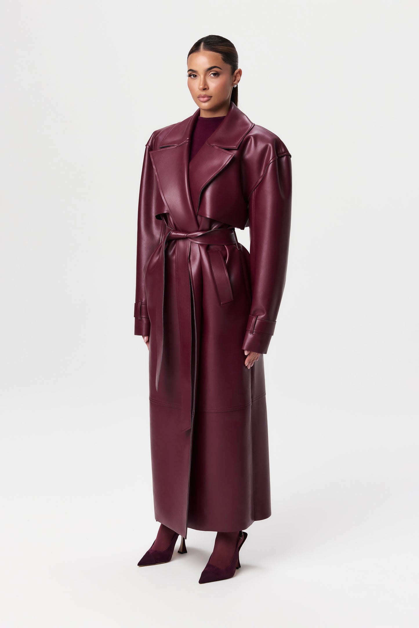 Vegan Leather Trench Coat