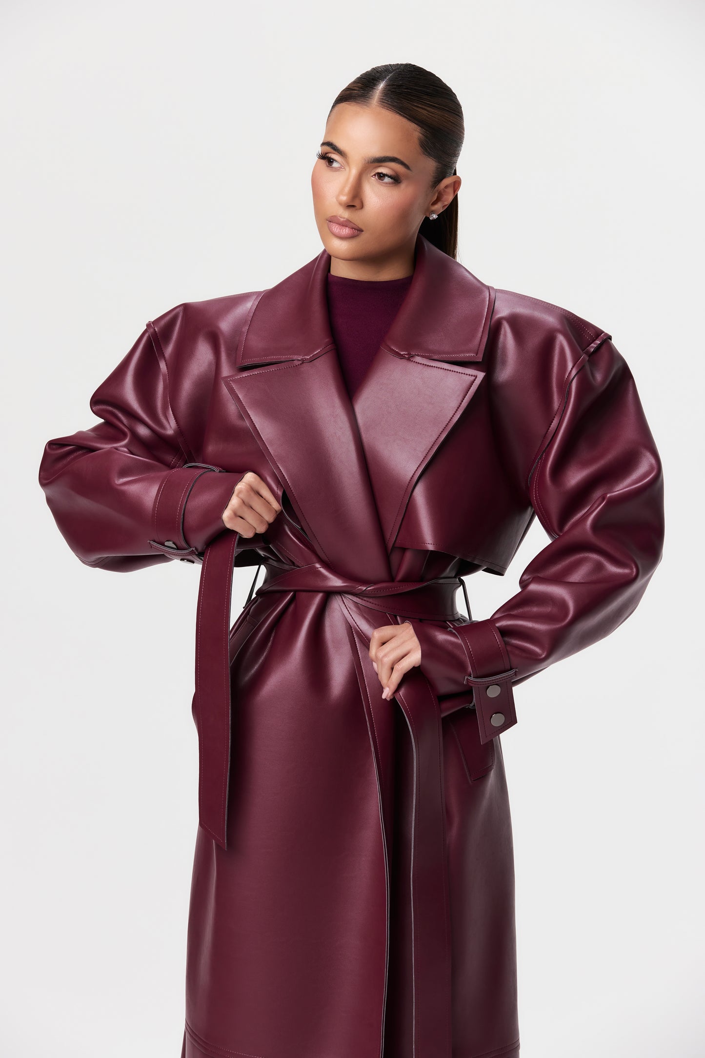 Vegan Leather Trench Coat