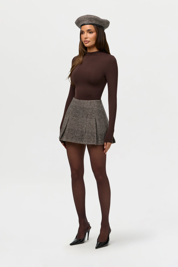 Suiting Pleated Plaid Mini Skirt