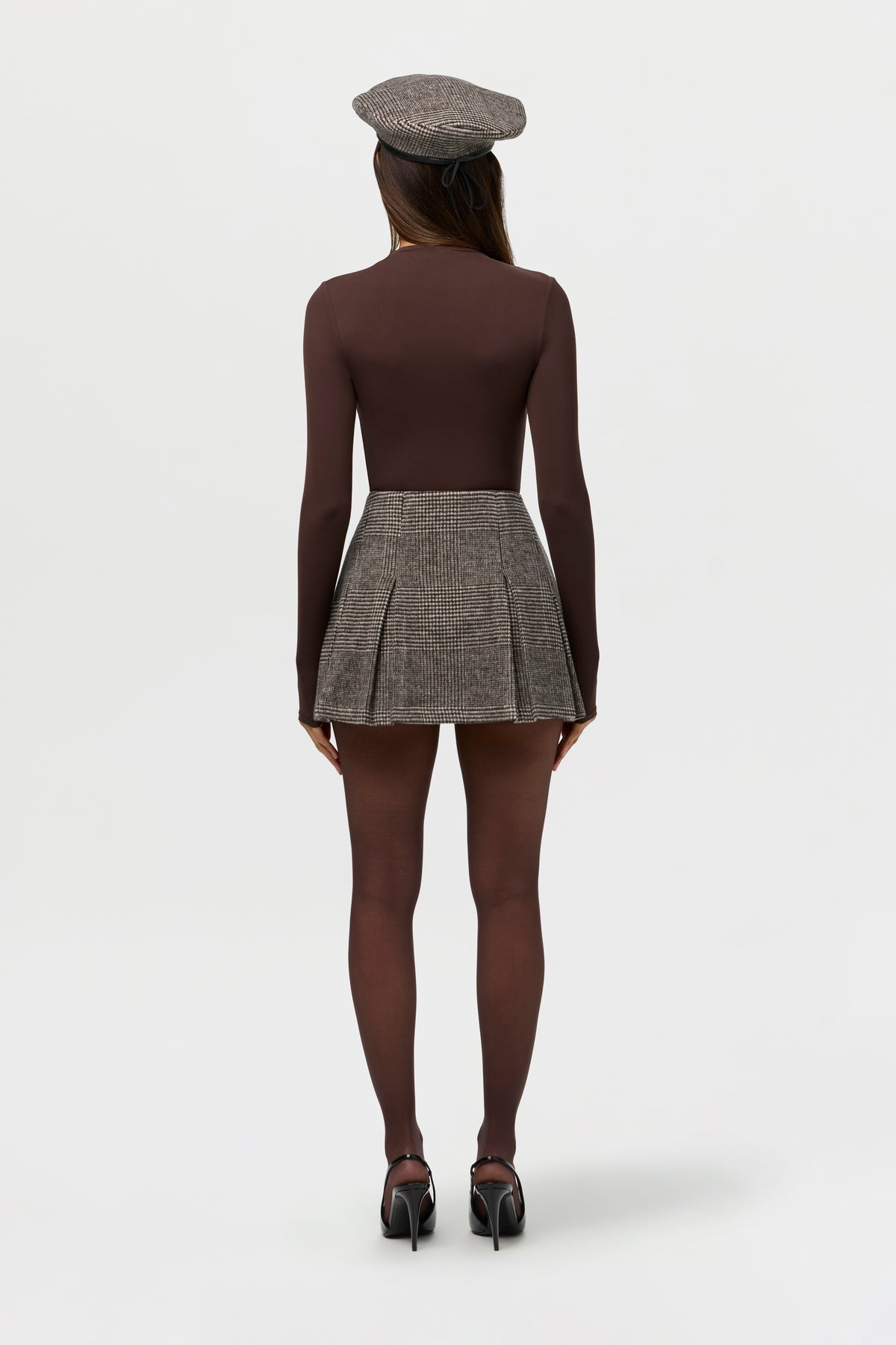 Suiting Pleated Plaid Mini Skirt