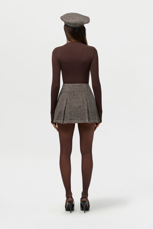 Suiting Pleated Plaid Mini Skirt