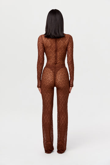 Stretch Lace Straight-Leg Pant