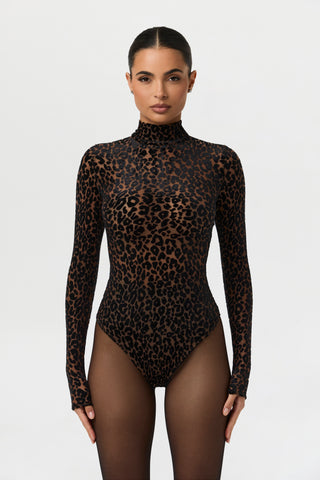 Burnout Print Turtleneck Bodysuit