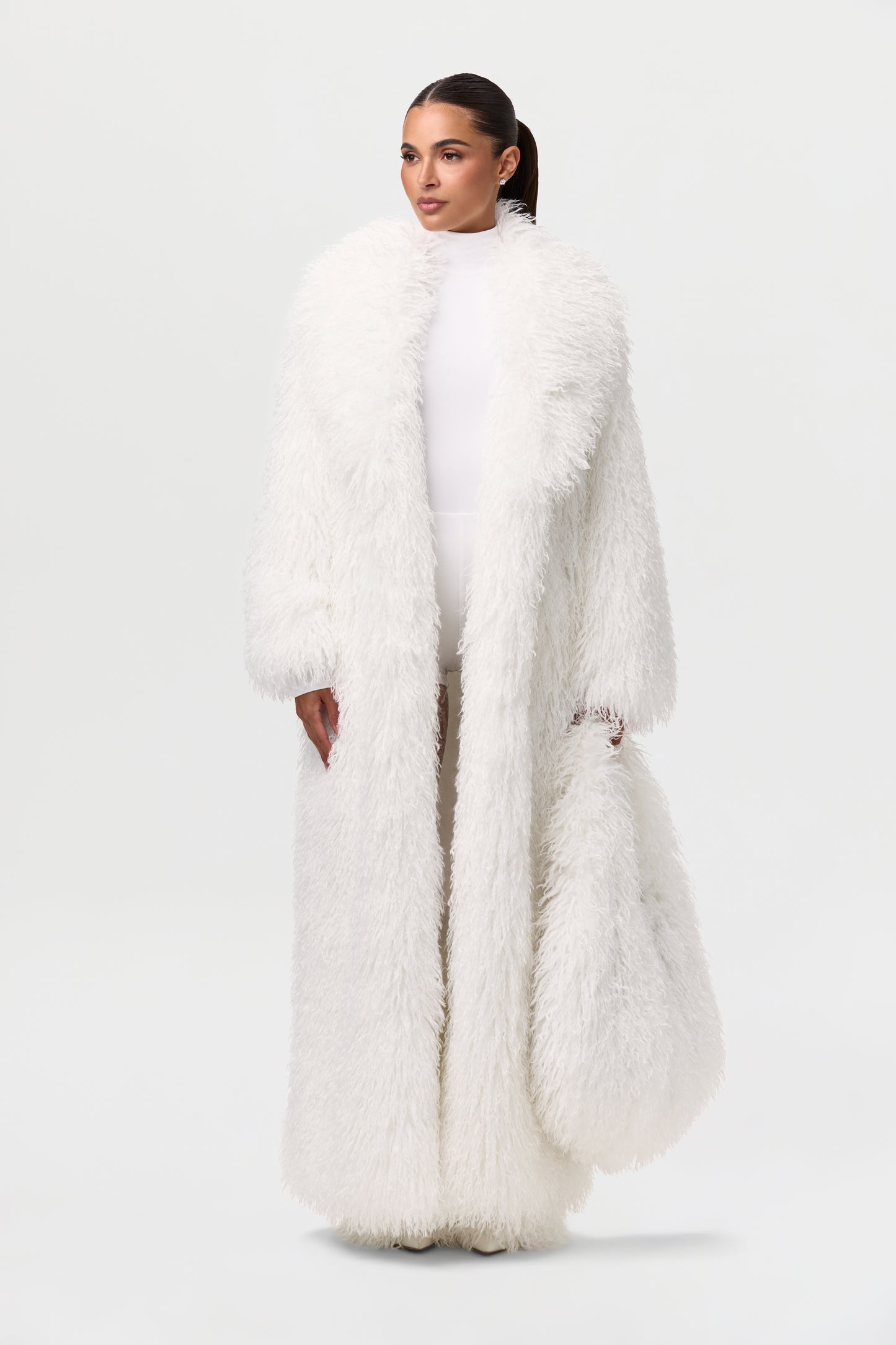 Faux Fur Plush Long Coat