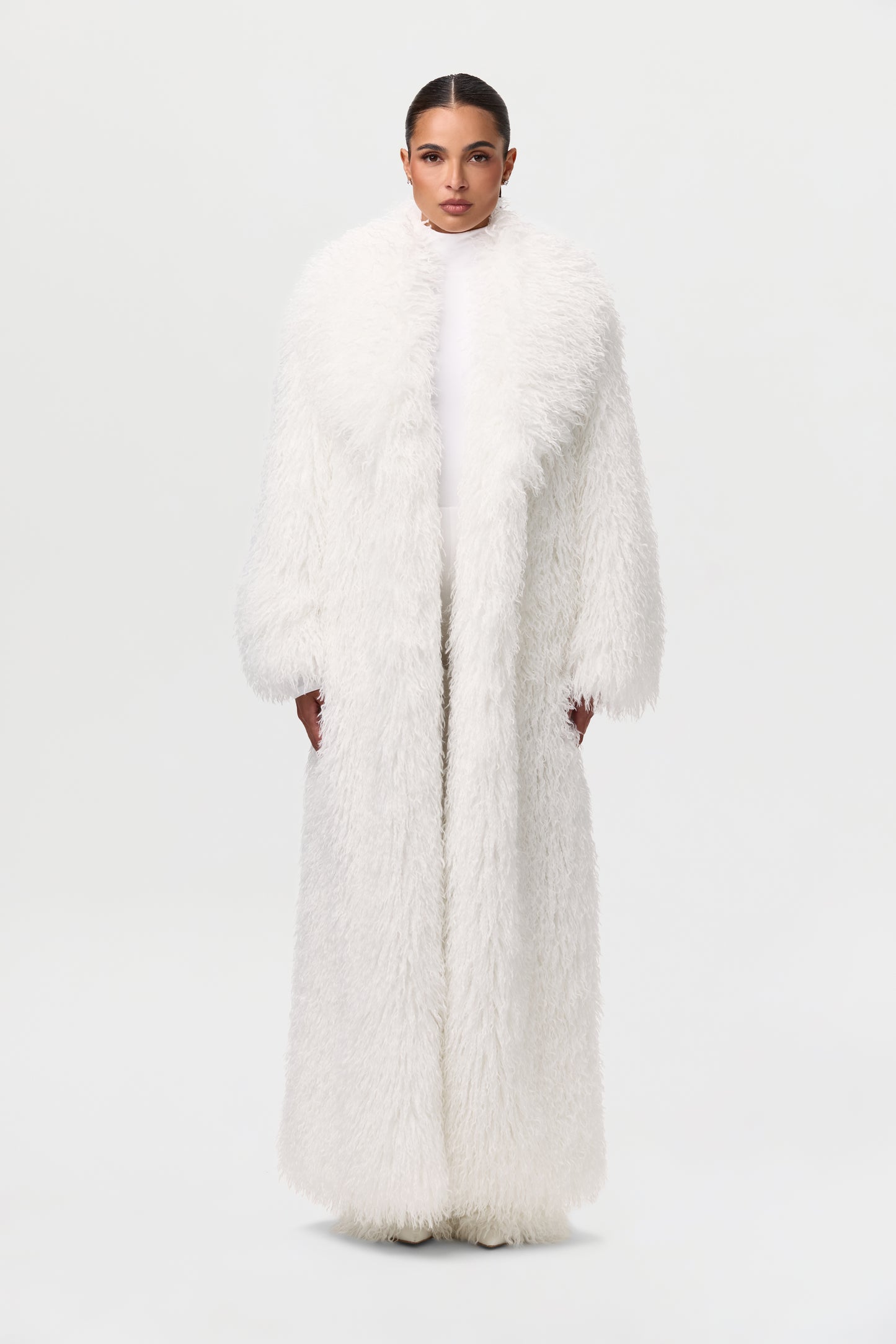 Faux Fur Plush Long Coat