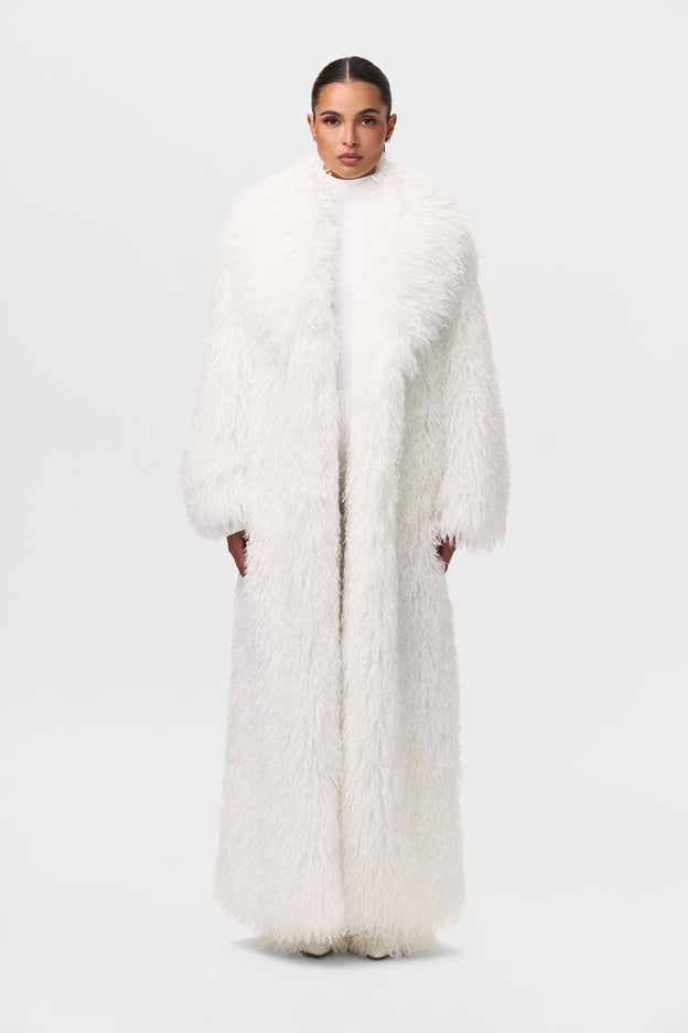 Faux Fur Plush Long Coat