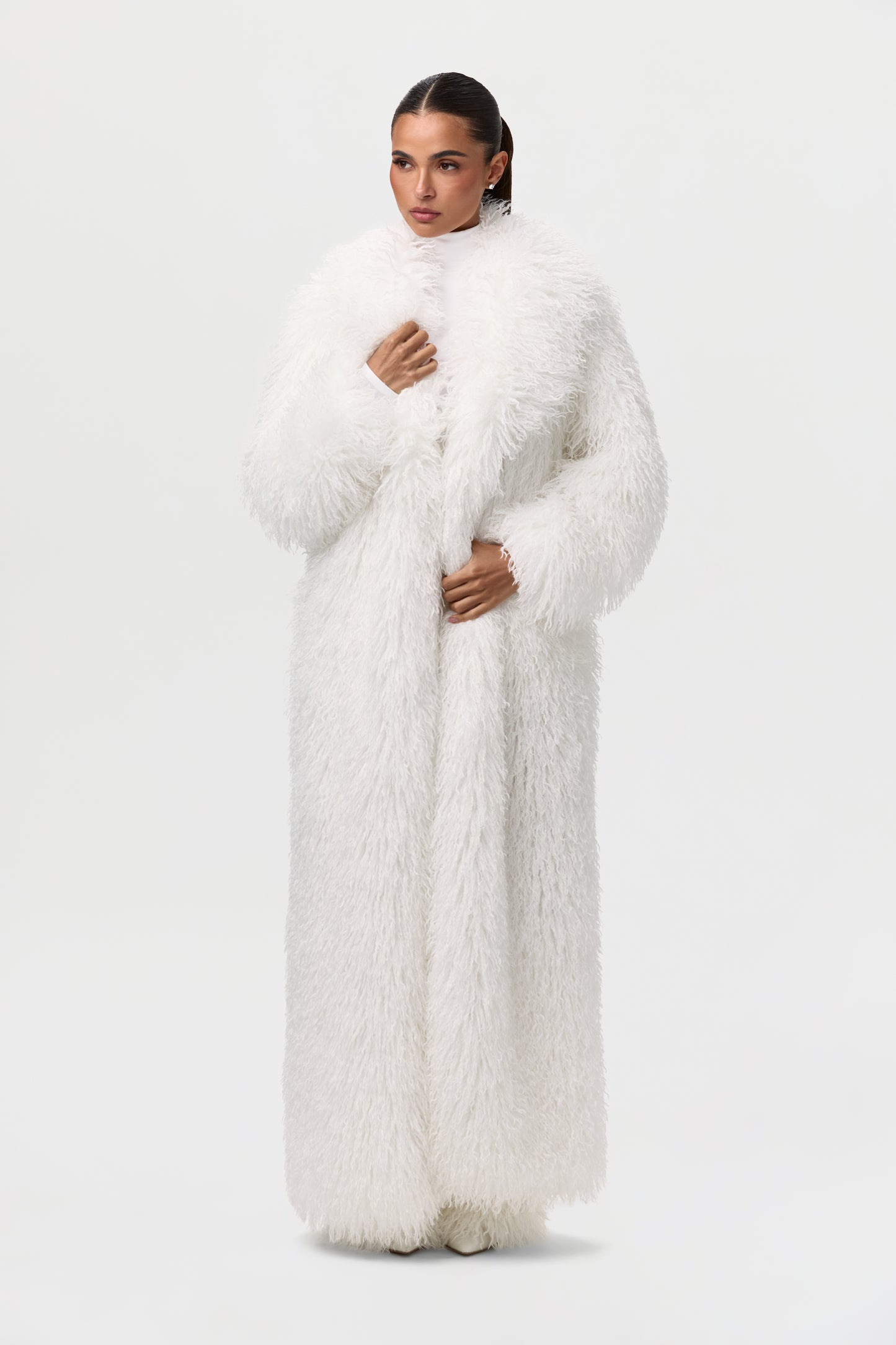 Faux Fur Plush Long Coat