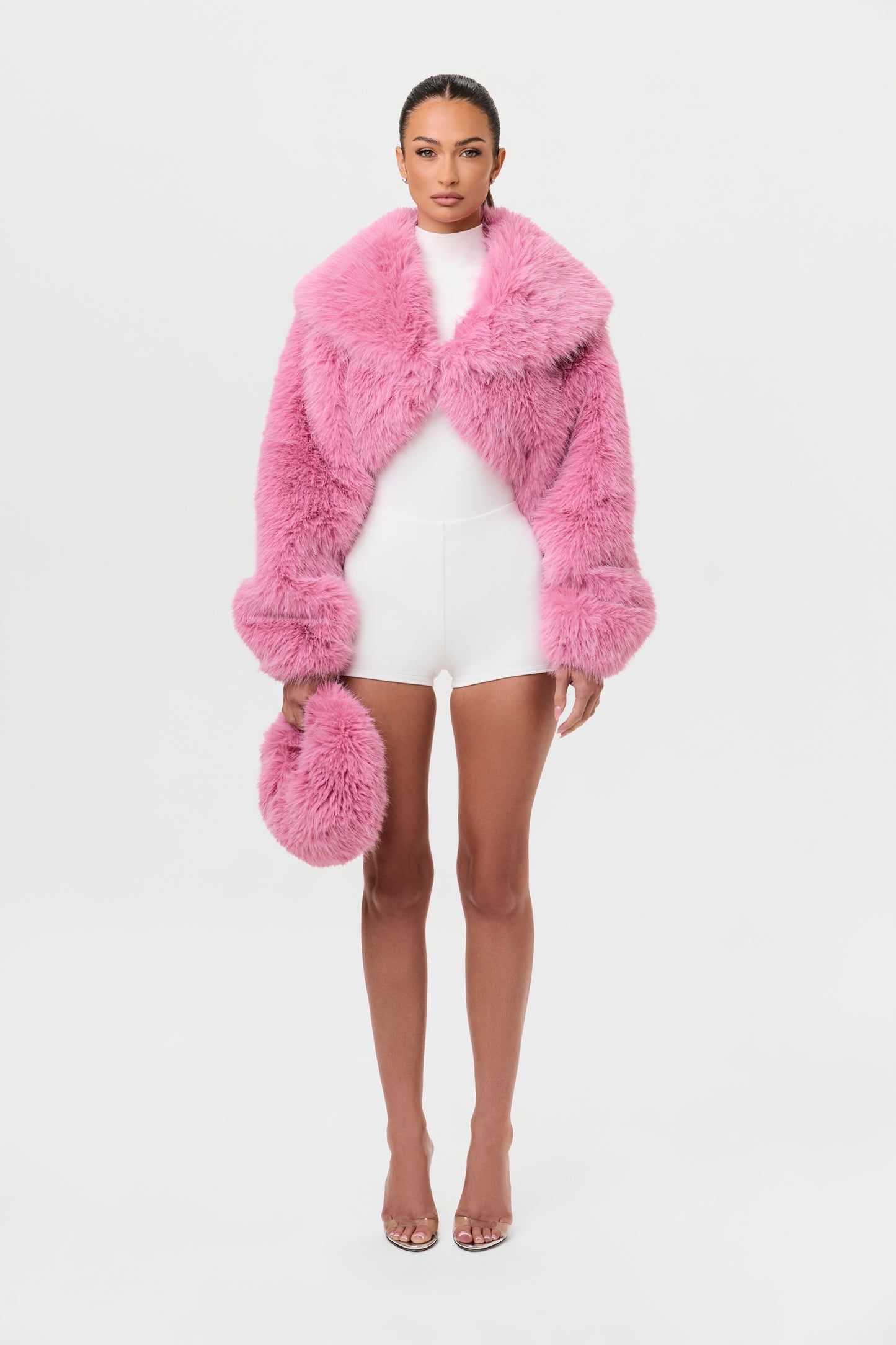 Faux Fur Plush Cropped Jacket