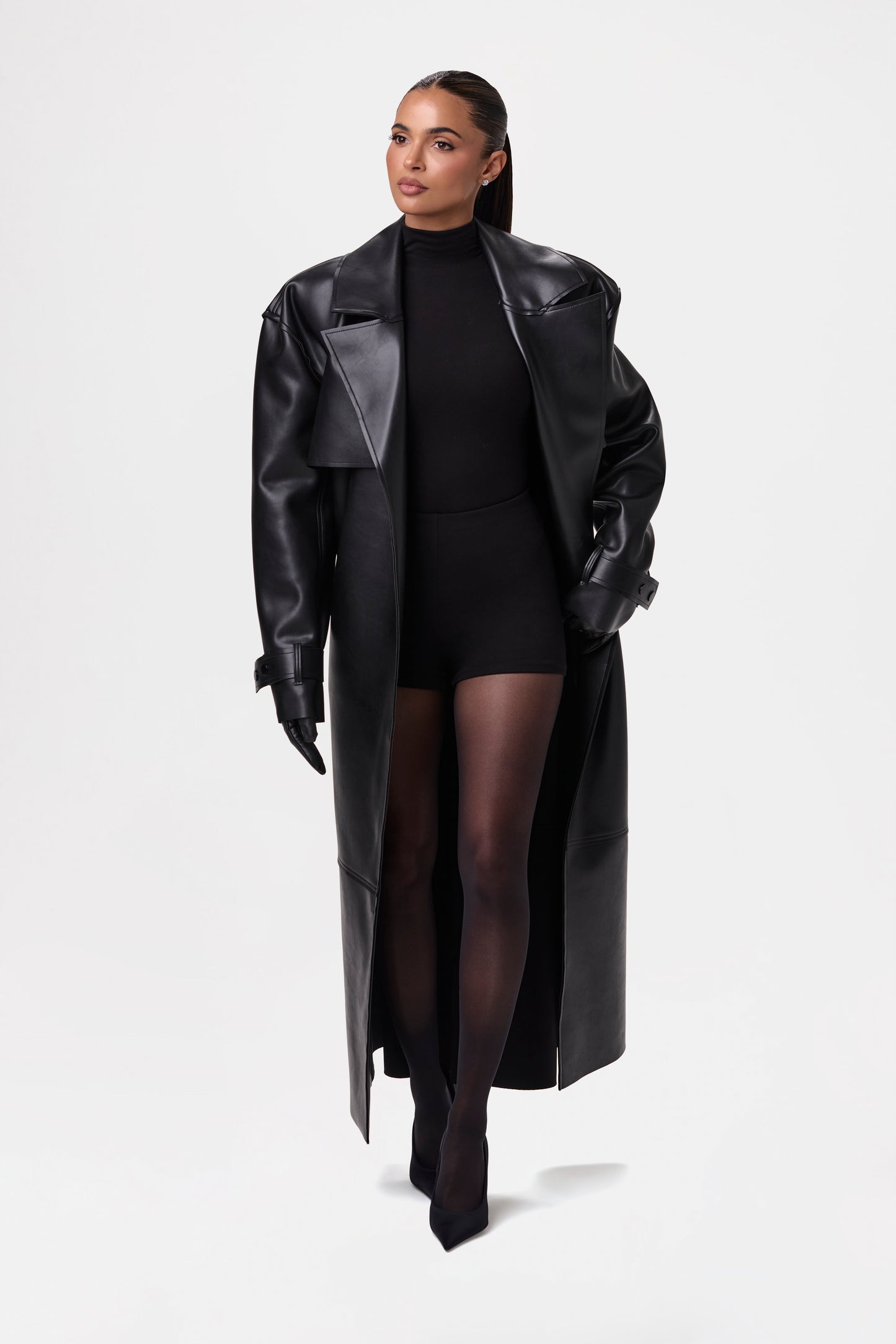 Vegan Leather Trench Coat