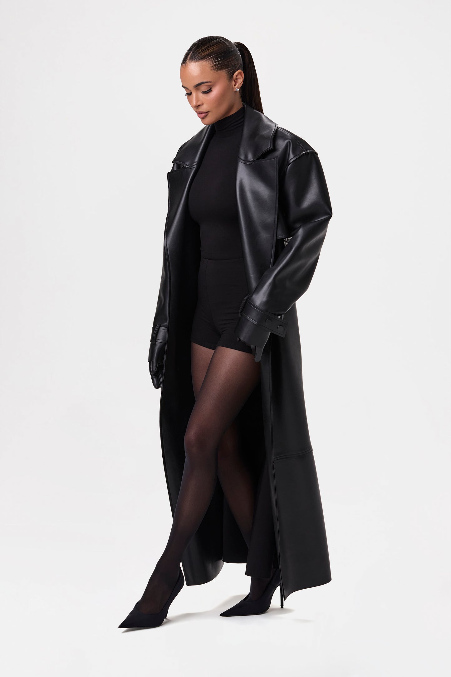 Vegan Leather Trench Coat