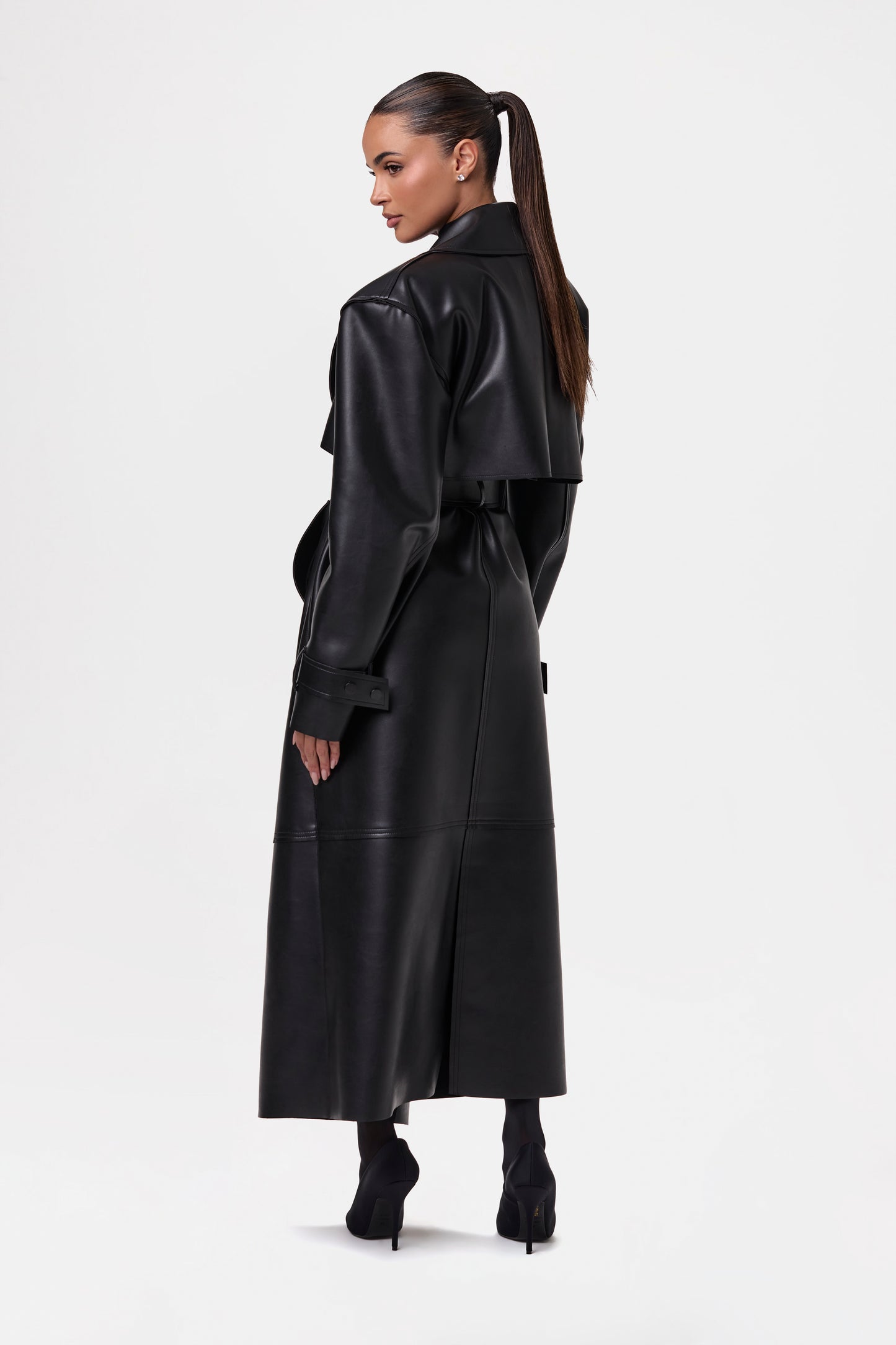 Vegan Leather Trench Coat