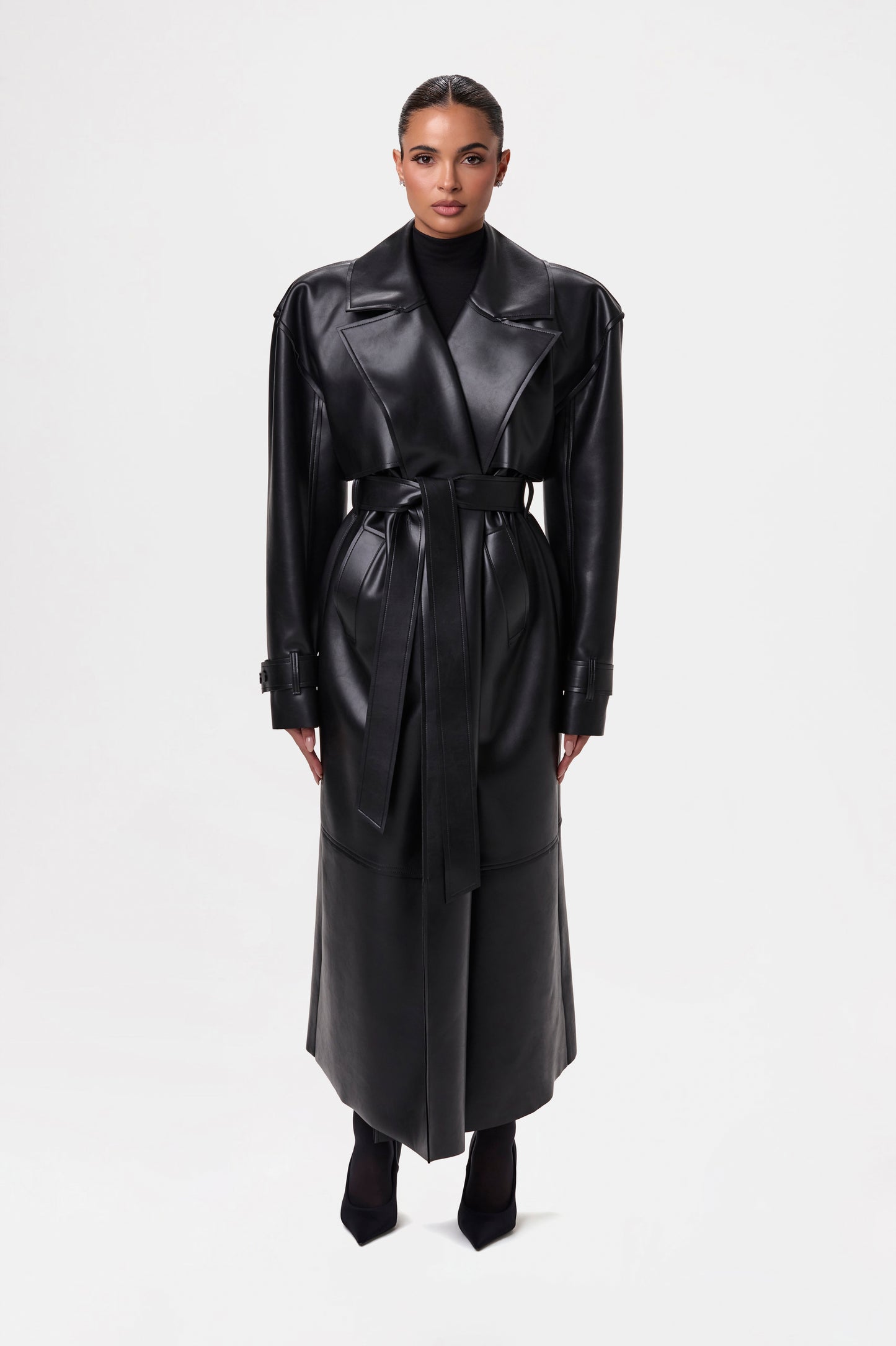 Vegan Leather Trench Coat