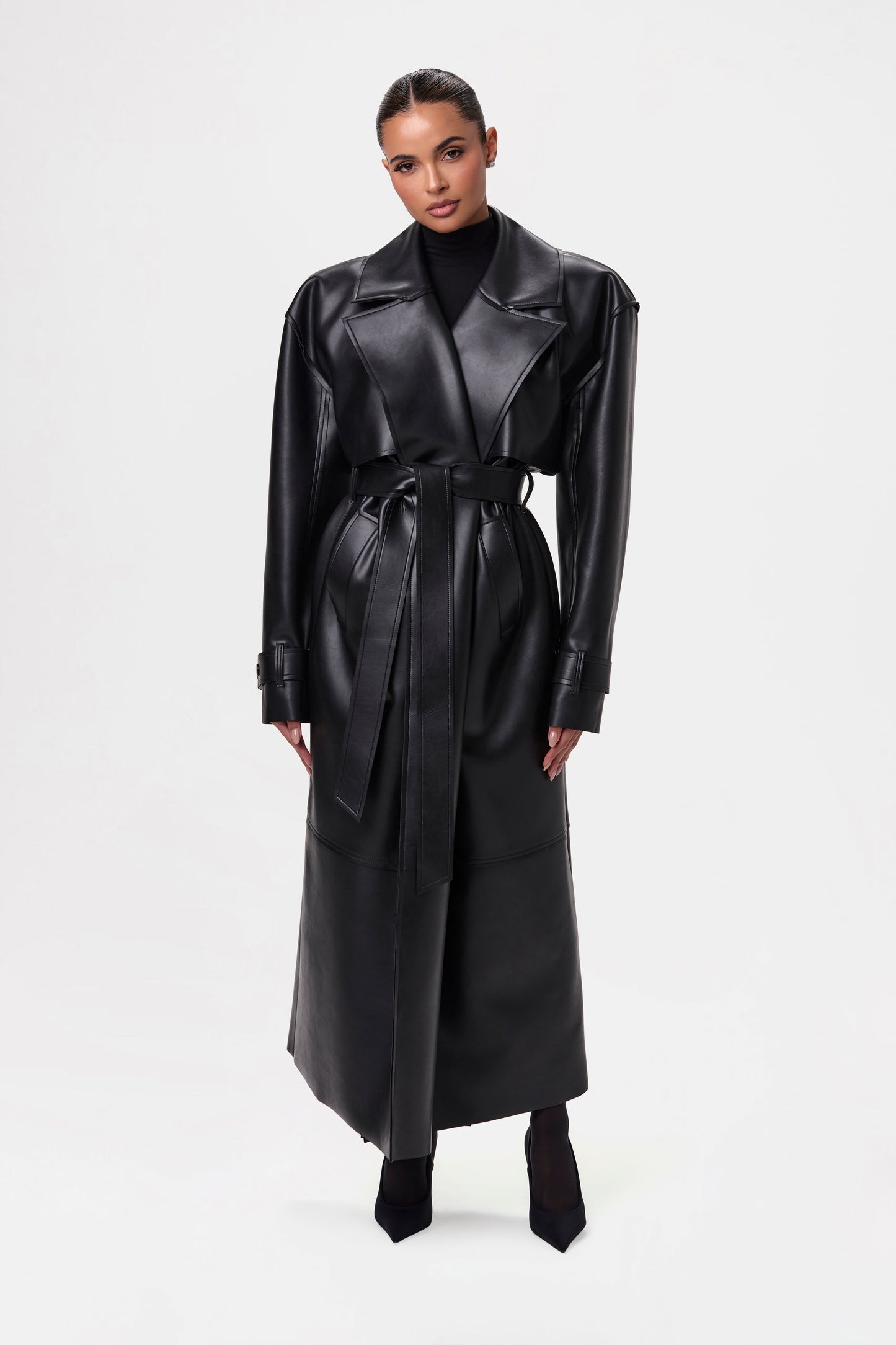 Vegan Leather Trench Coat