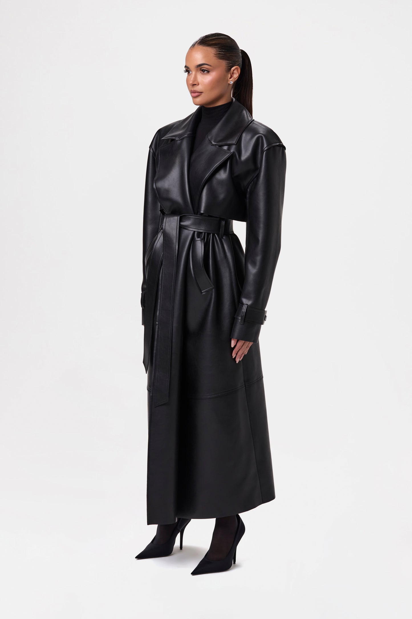 Vegan Leather Trench Coat