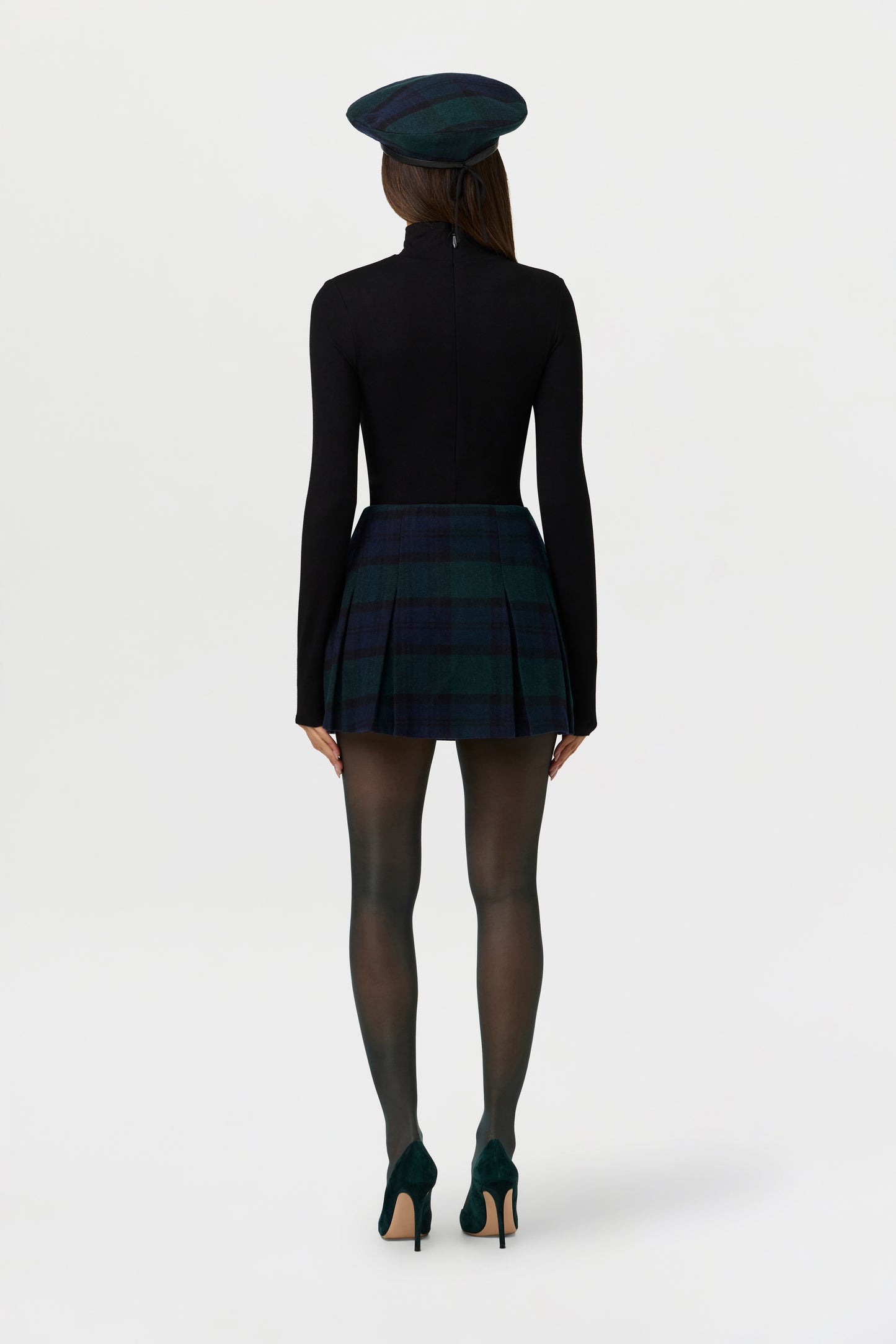 Suiting Plaid Pleated Mini Skirt