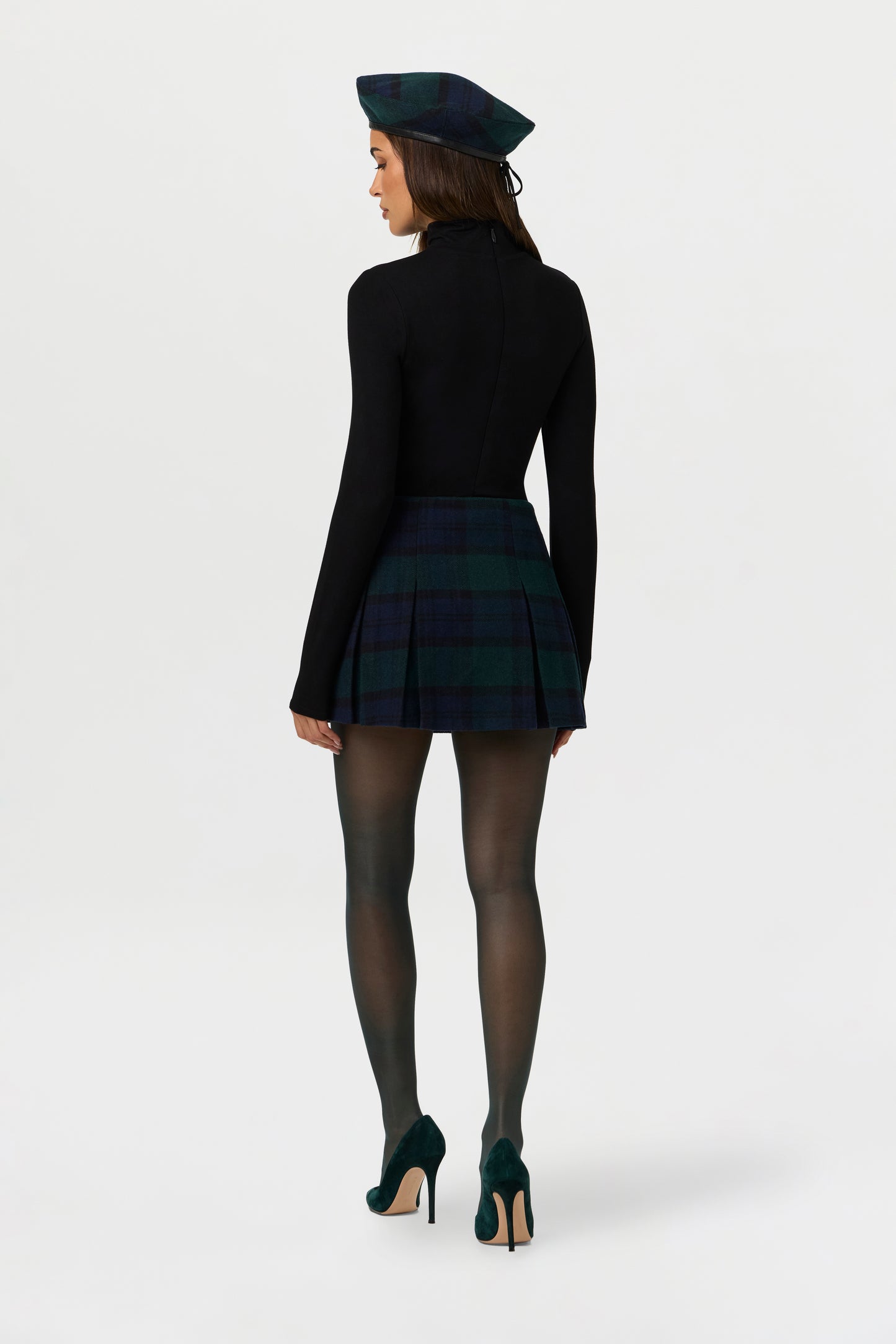 Suiting Plaid Pleated Mini Skirt