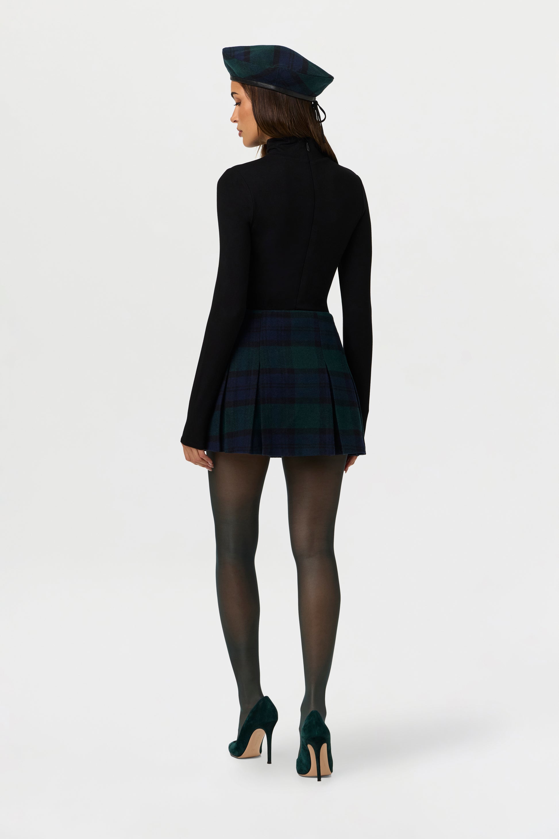 Suiting Plaid Pleated Mini Skirt