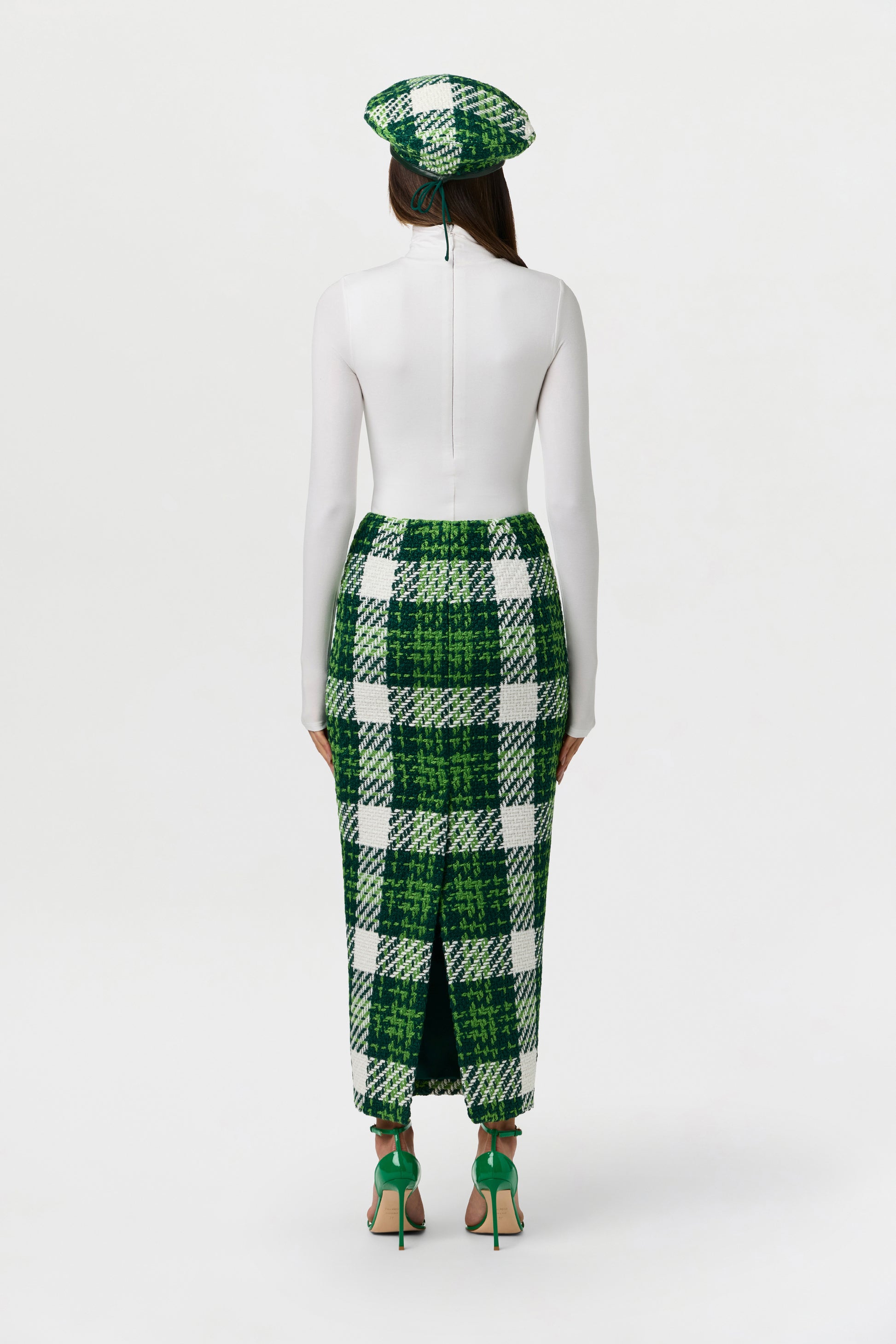 Bouclé Plaid Pencil Skirt