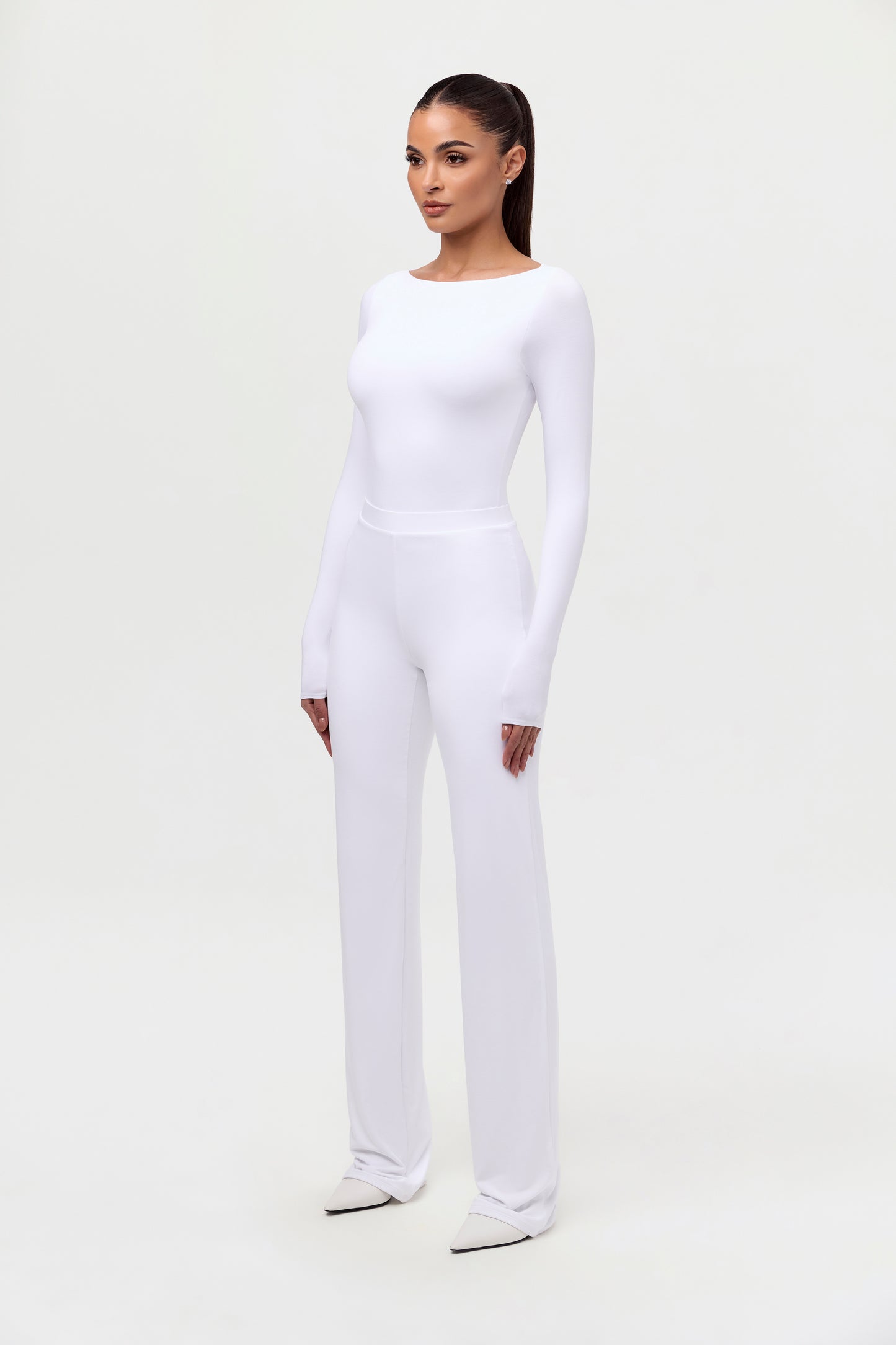 Smooth Boatneck Open Back Bodysuit