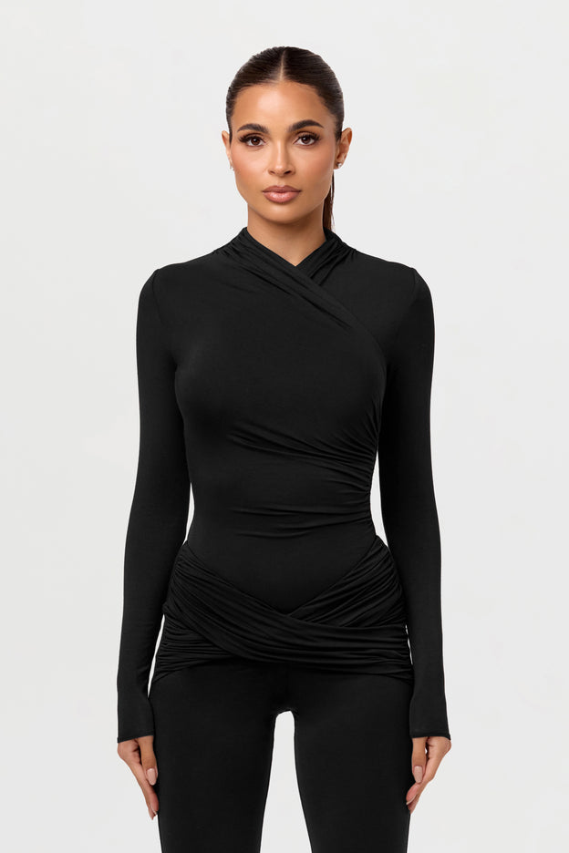 Modal Overlay Ruched Bodysuit