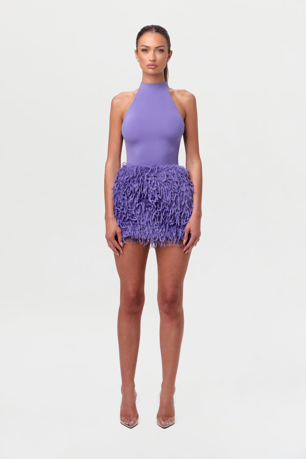 Faux Feather Mini Skirt
