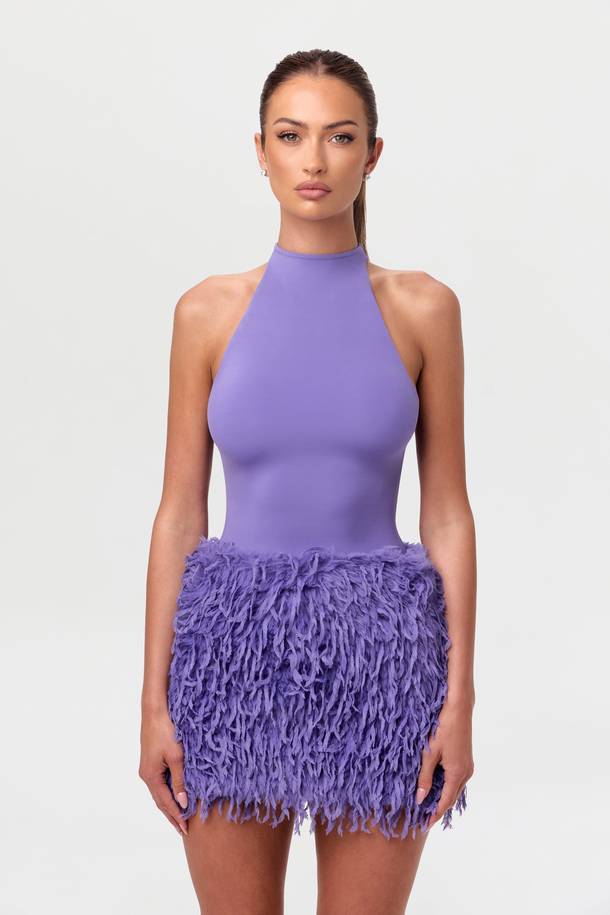 Faux Feather Mini Skirt