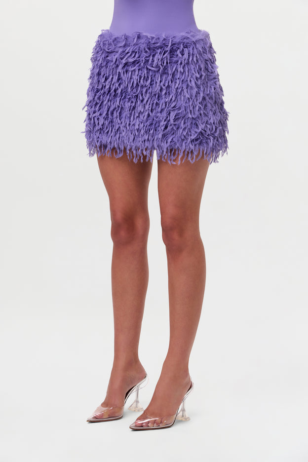 Faux Feather Mini Skirt