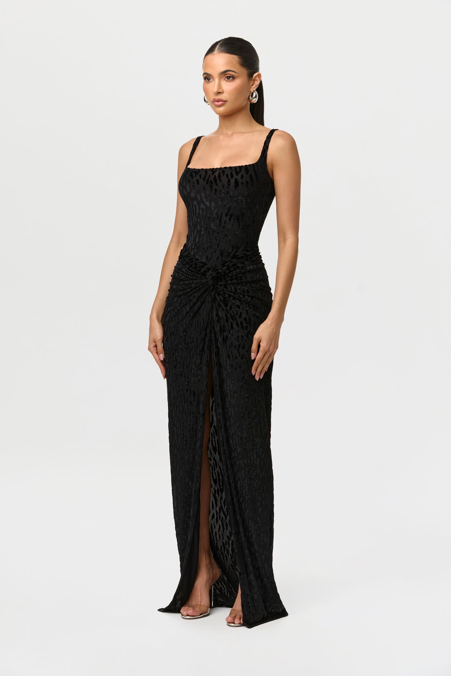 Black Burnout Scoop Tank Bodysuit